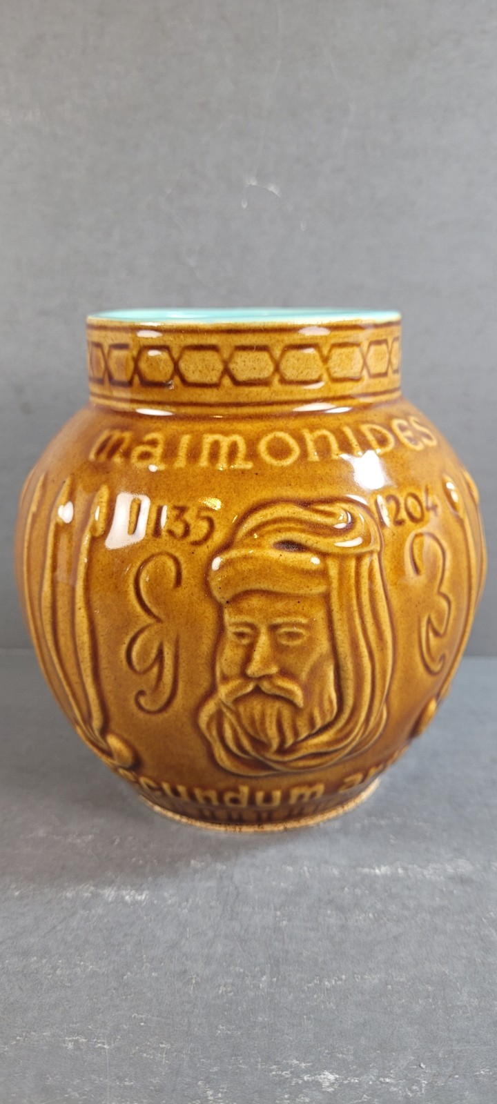 VTG Schering McCoy Ceramic Rx Apothecary Jar Vase Maimonides Secundum Artem 5″T