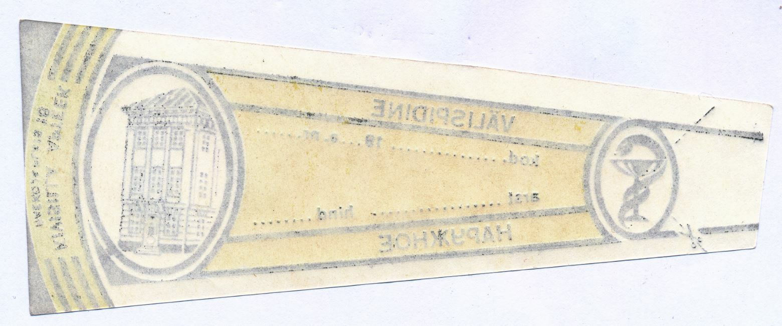 1940-50s USSR Soviet Estonia KIVISILLA Pharmacy Apotheca Cure Recipe Signatura
