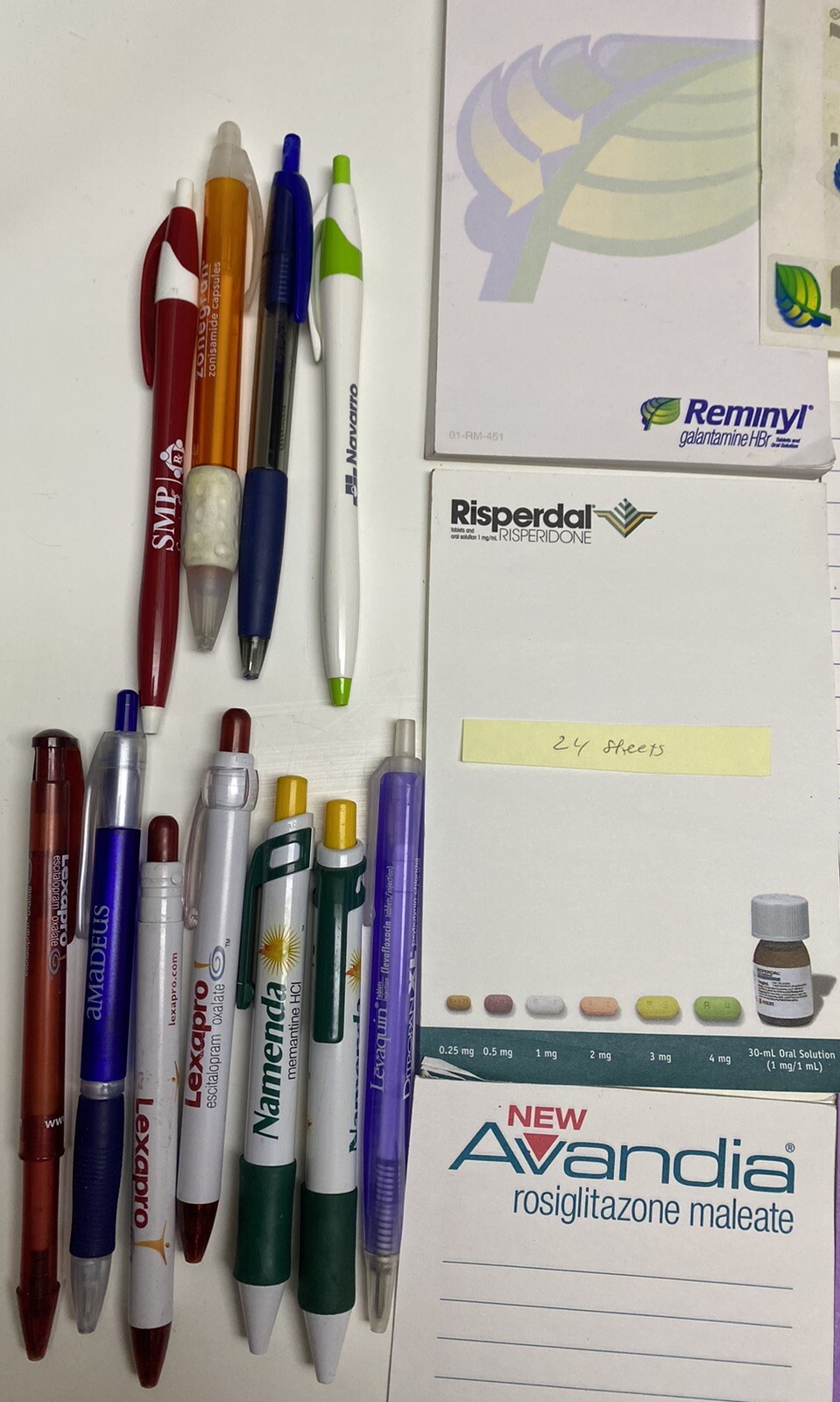 Pharmaceutical Drug Rep Notepads (22) and Pens (14) Miscellaneous Lot