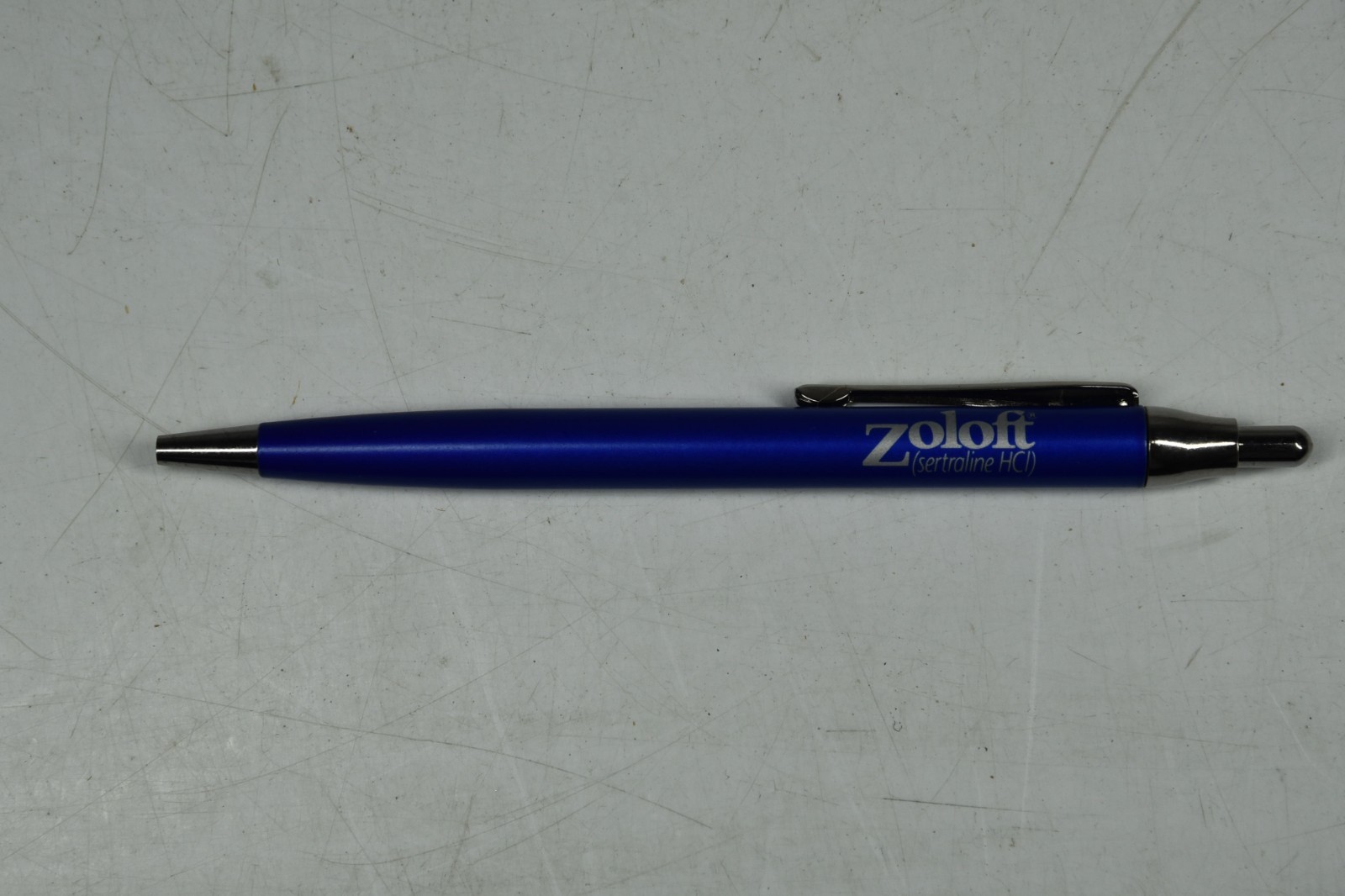 Zoloft Silver & Blue Metal PEN Drug Rep Pharmaceutical Promo Advertising