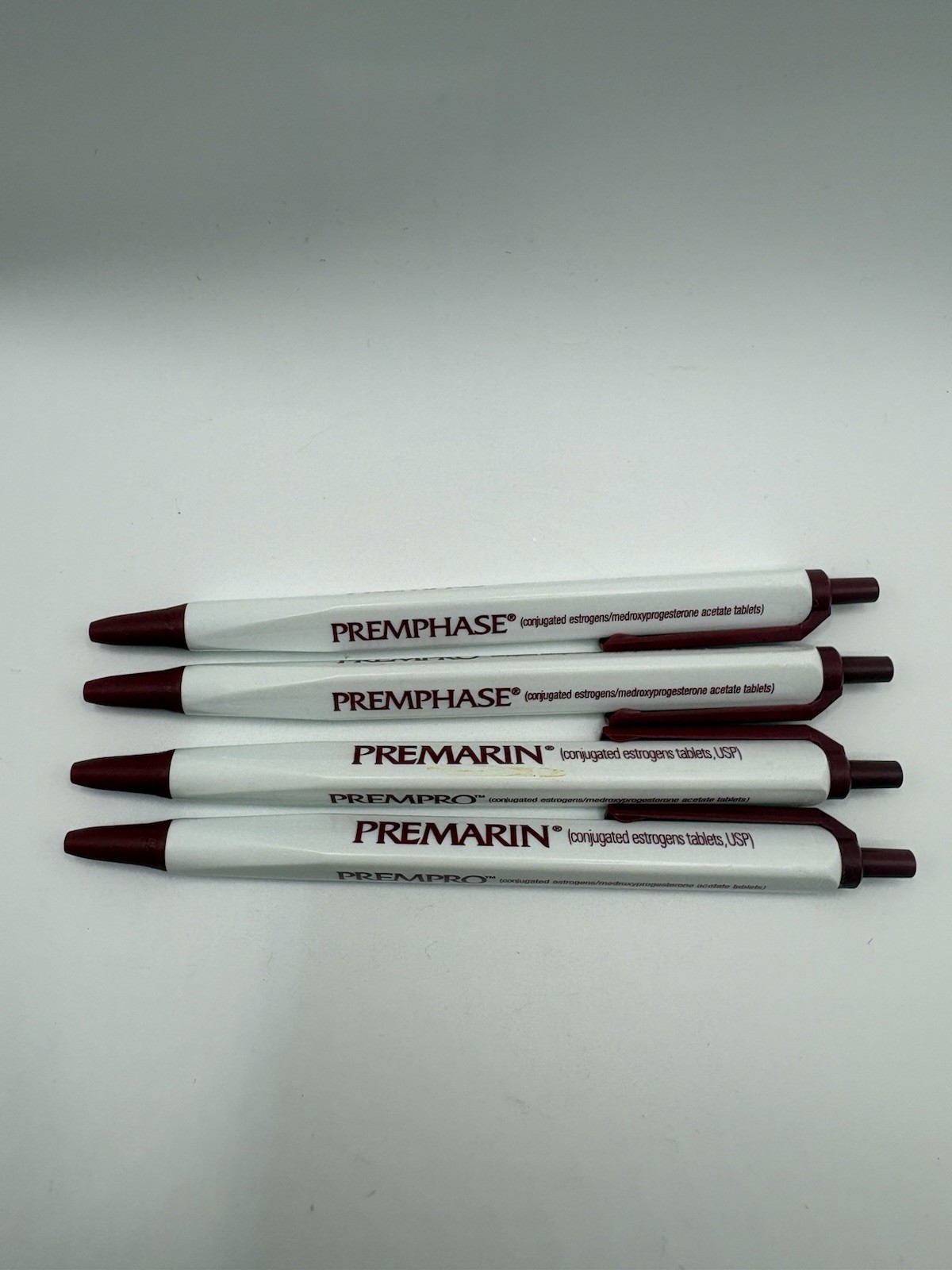 Vintage Premarin Pharmaceutical Drug Rep Clickable Ballpoint Pen Set Of 4