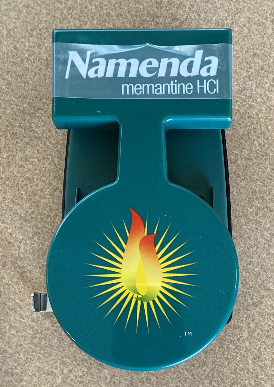 VTG Namenda Pharmacy Advertising Drug Rep Green Two Hole Top Punch Office NOS