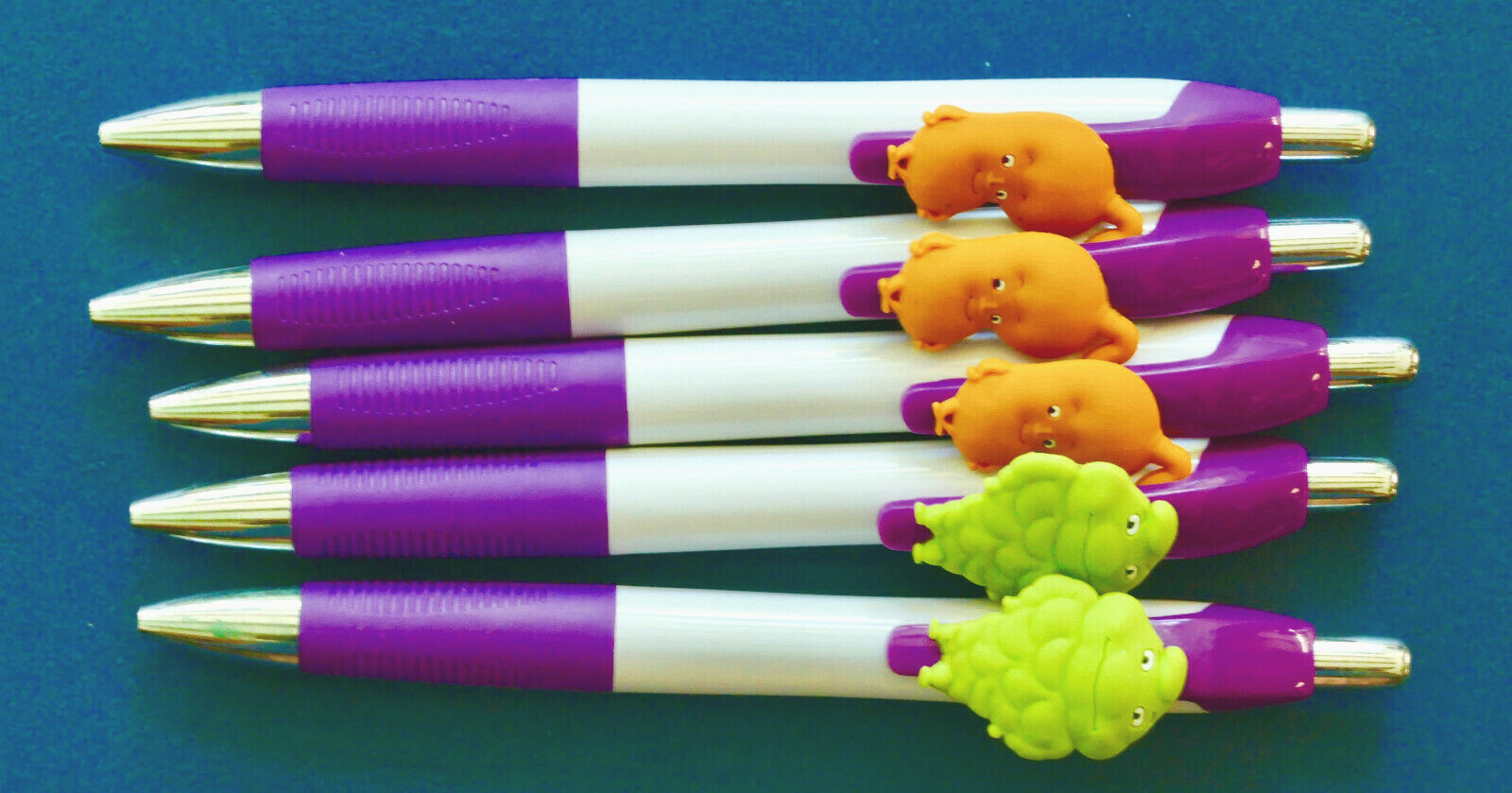 DRUG REP PENS NEW ACTOS pioglitazone CHL 5 pc Lot Purple PHARMA Green & Orange