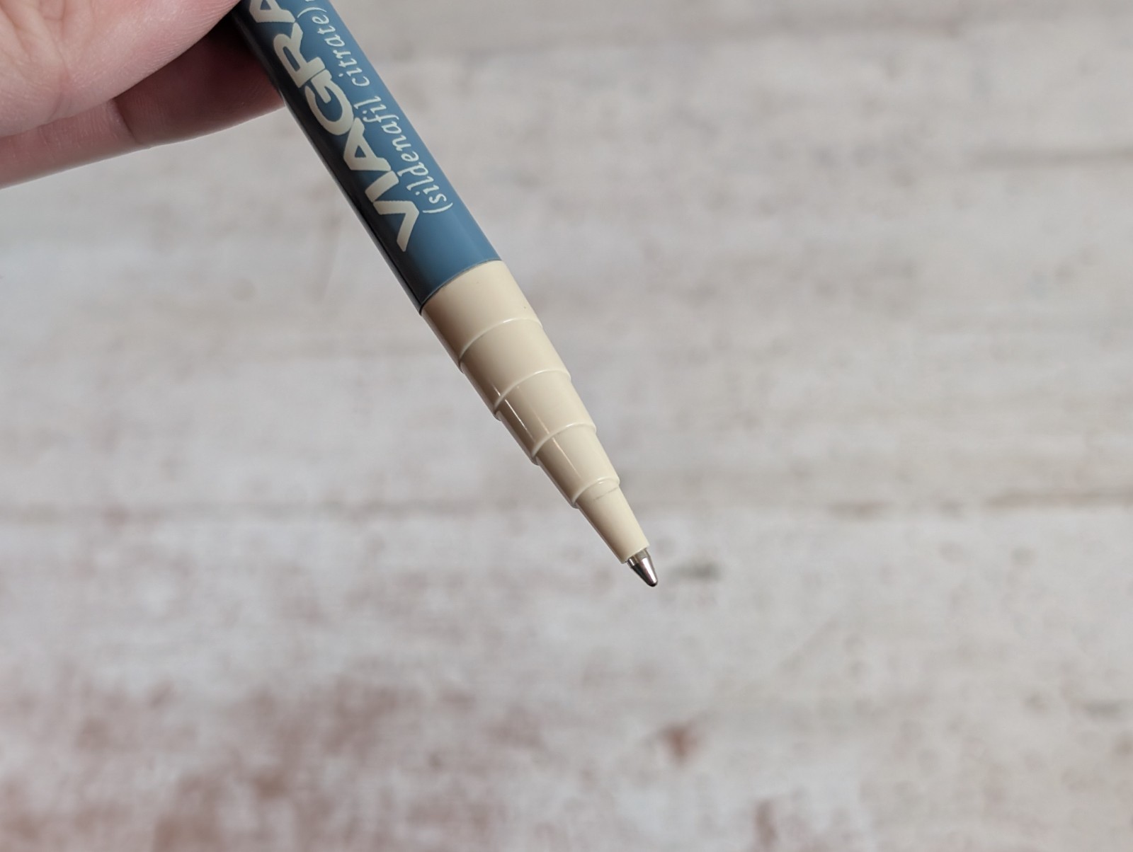 Vtg Viagra Advertising Ballpoint Pen Drug Gray Beige Stepped Art Deco DRY INK