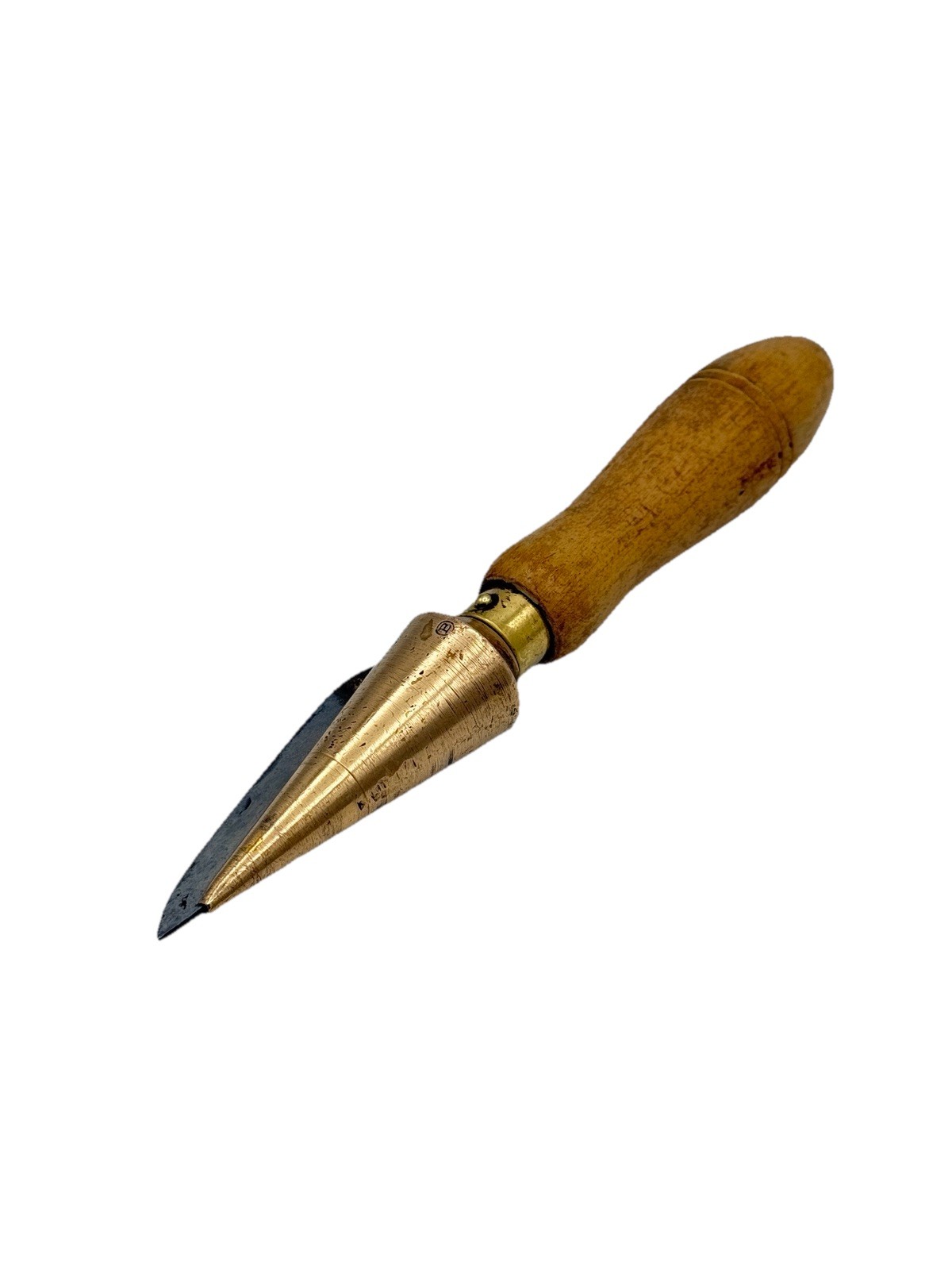 Apothecary Cork Borer Sharpener Copper Wooden Handle Chemist Moonshiners VTG 8″