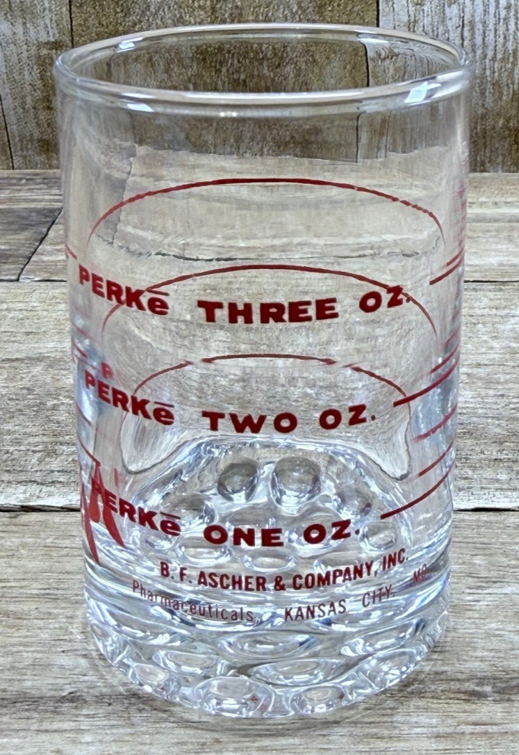 B F Ascher Perke 3oz. Measuring Glass Pharmaceutical Medical Vintage ~ FREE SHIP