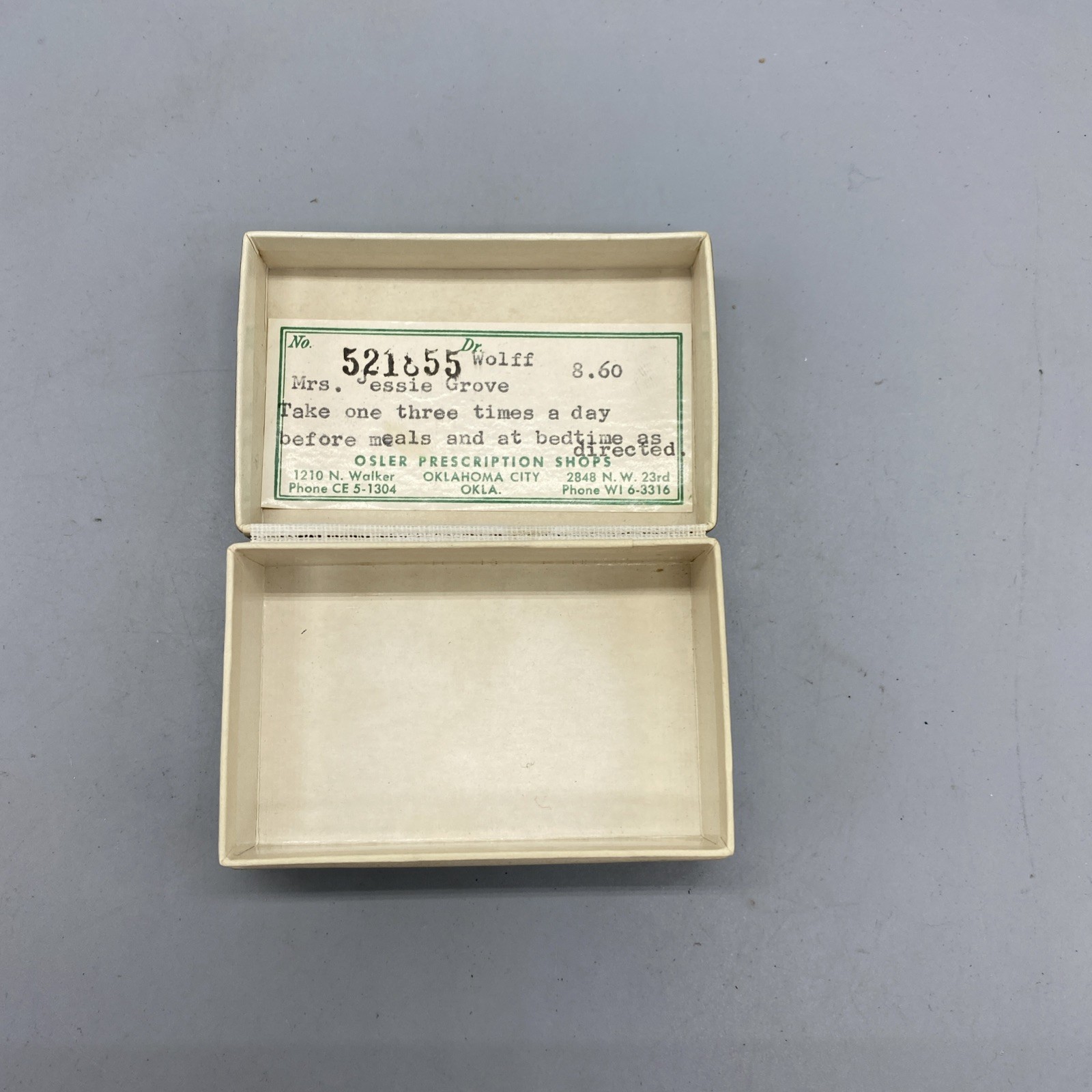 (x3) VTG Pharmacists RX Pill Box Drug Cardboard Osler Prescription Shop OKC