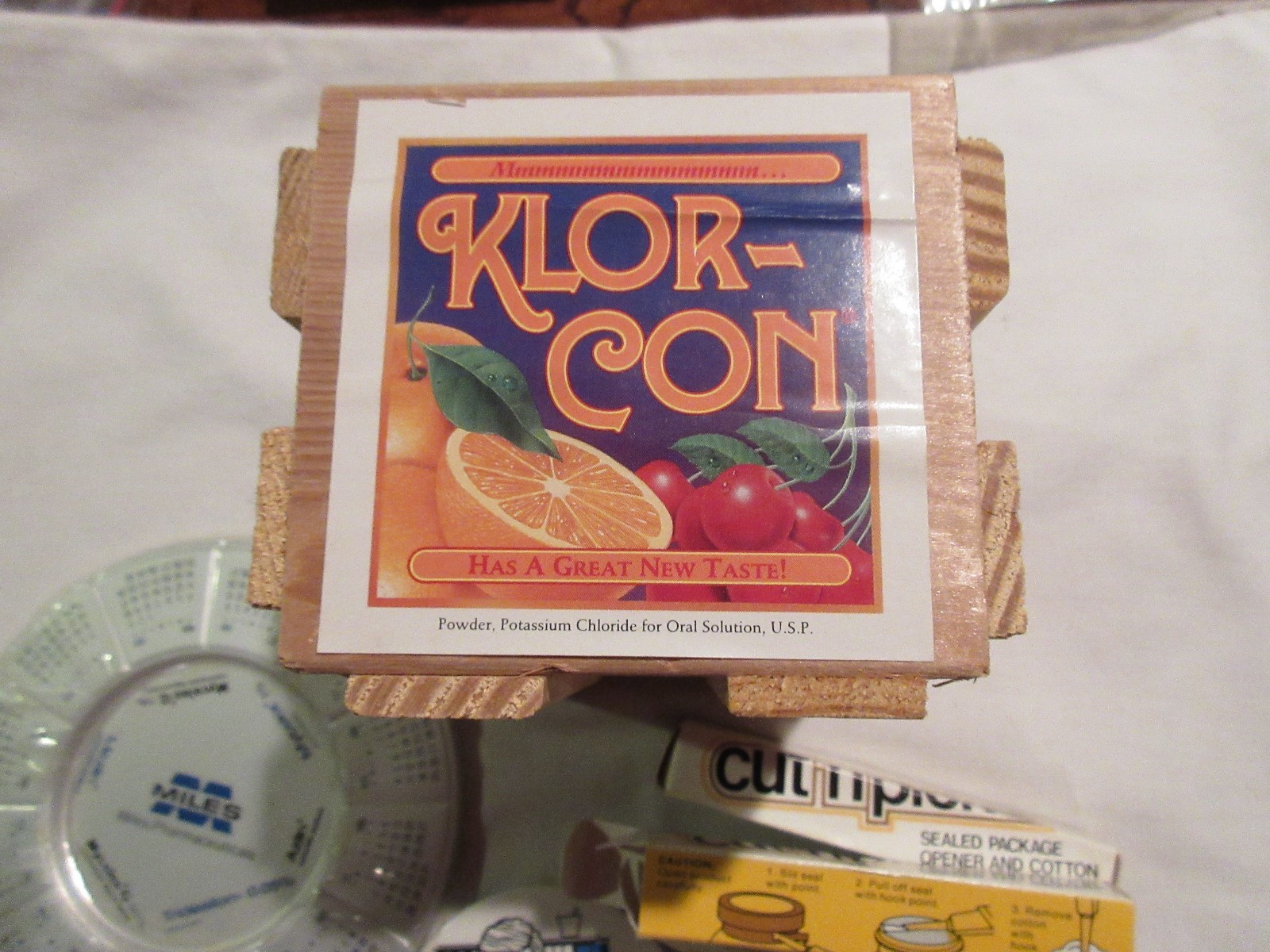 Rx, Pharmacy, Klor Con Mini Wood Display Box Plus 2Other Items Lot=4 items