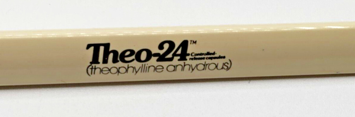 THEO-24 THEOPHYLLINE ANHYDROUS Pharmaceutical Drug Rep Pen Vintage Retro Rare