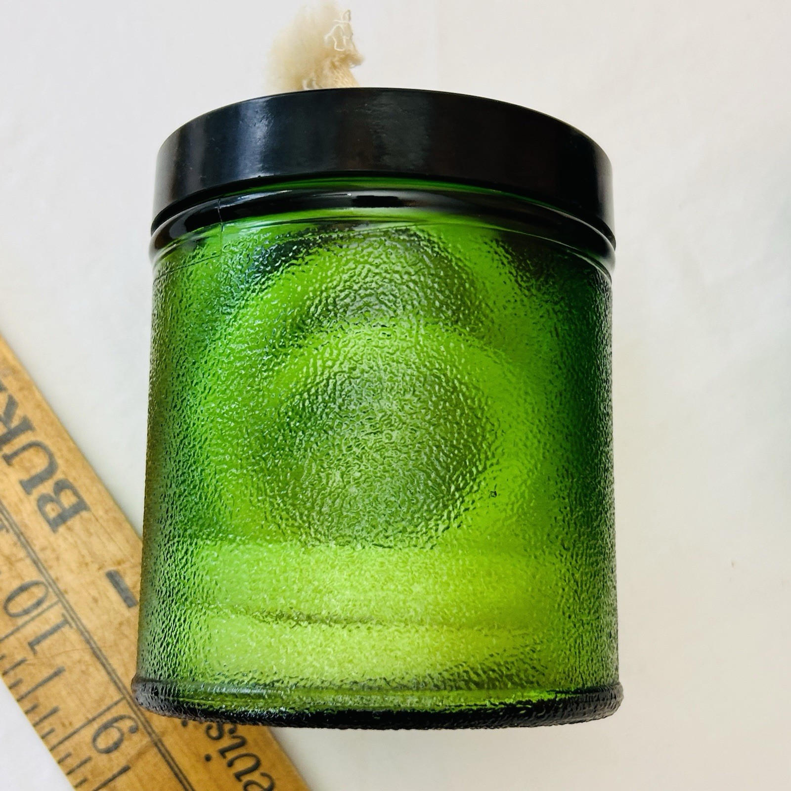 VTG Vibroflex Dental Gauze Dispenser Glass Apothecary Jar Emerald Green Textured