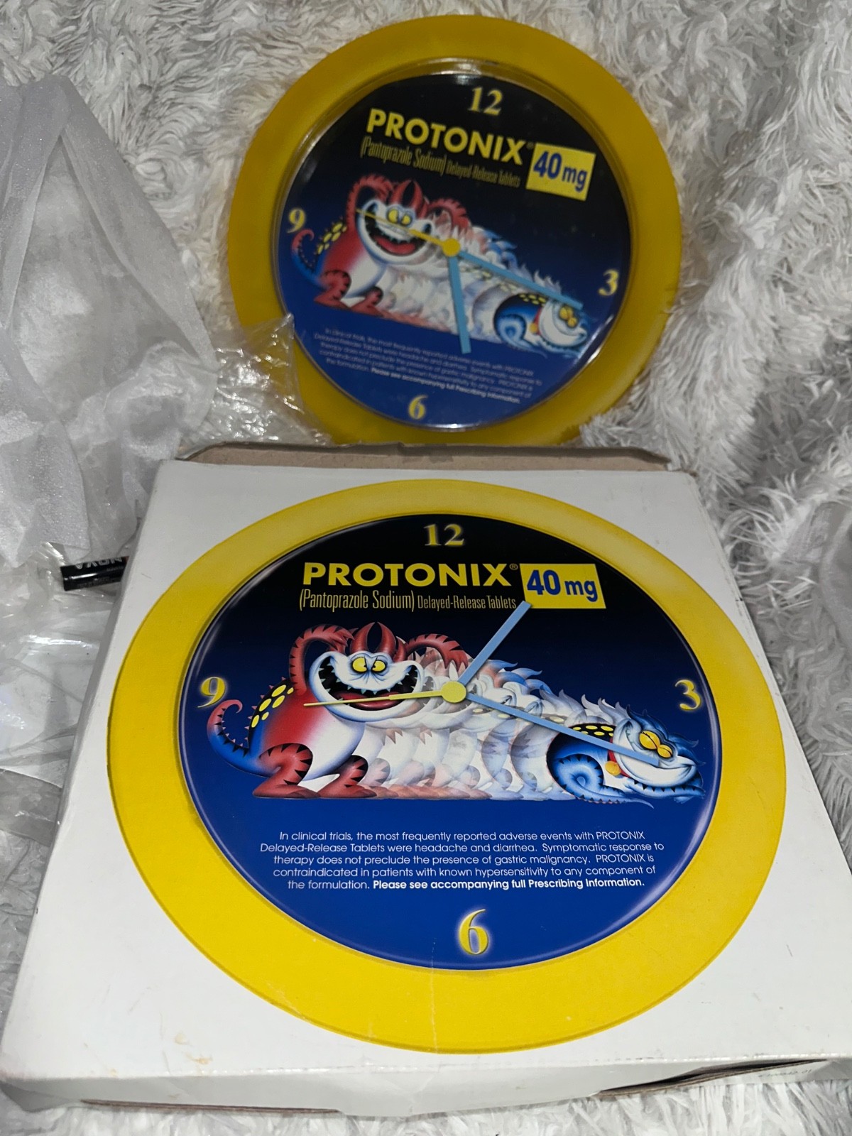 Protonix Blue Monster Pharmaceutical Rep Giveaway Medical Plastic Clock 11.5″