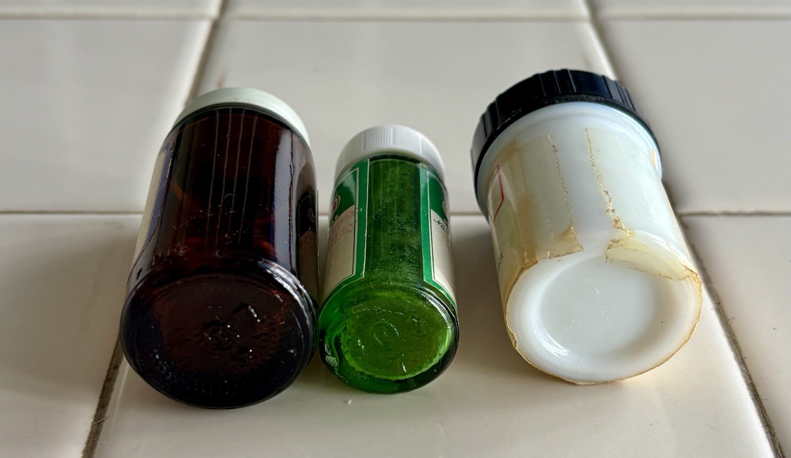3 VTG Glass Prescription Bottle Clinic Pharmacy 1957 1971 1978