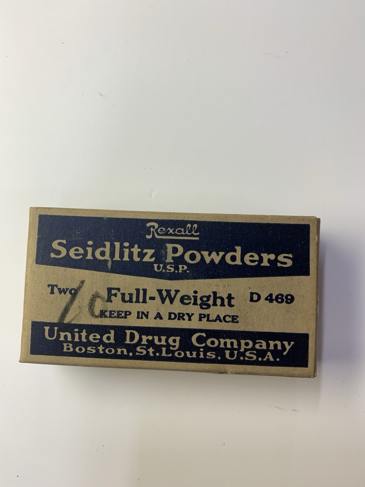 Seidlitz Powders, Rexall, United Drug Company, Boston St. Louis U.S. A.