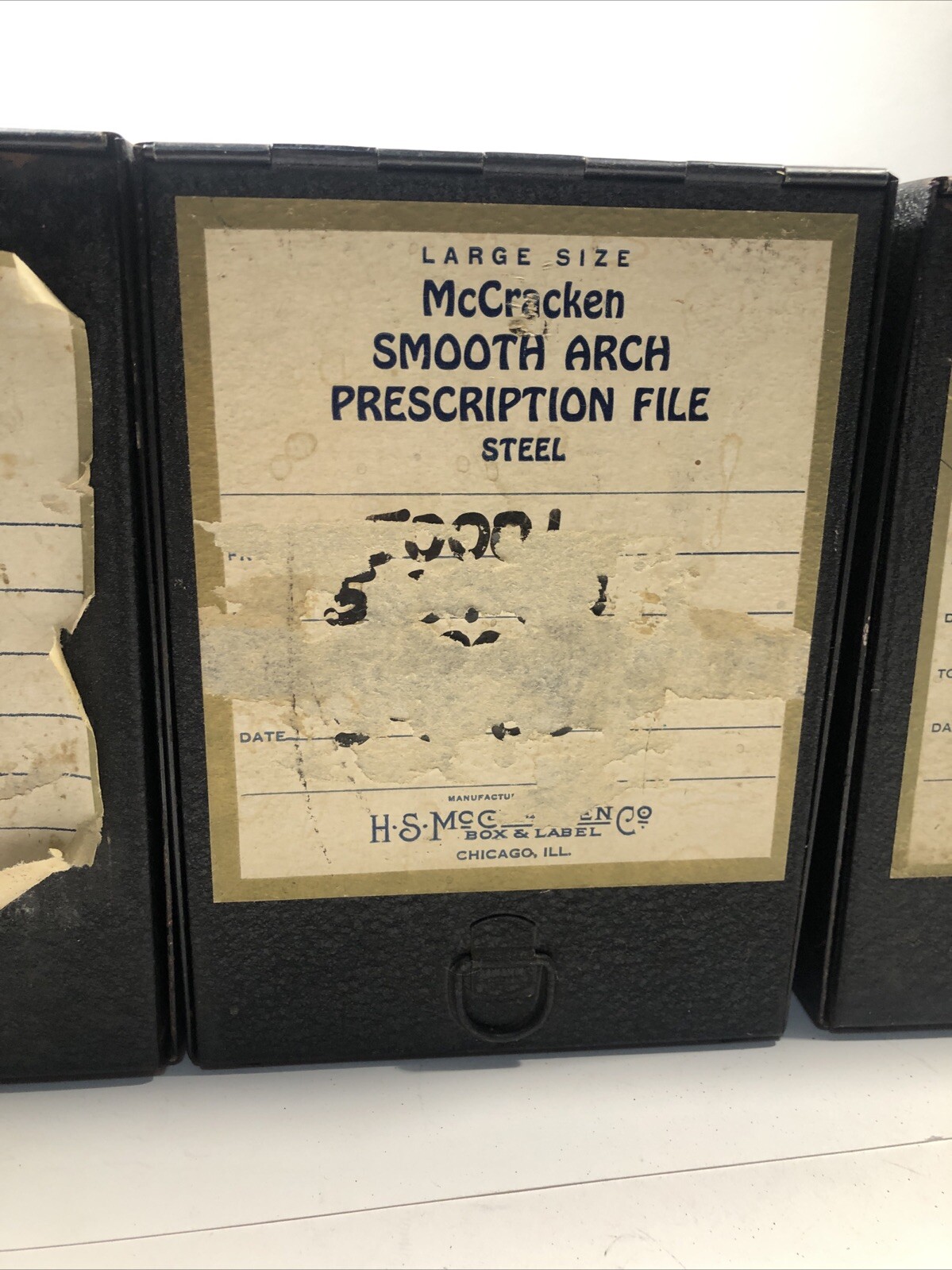 Vintage McCracken Metal File Pharmacy Prescription Box Industrial Rx Lot 3 Blk