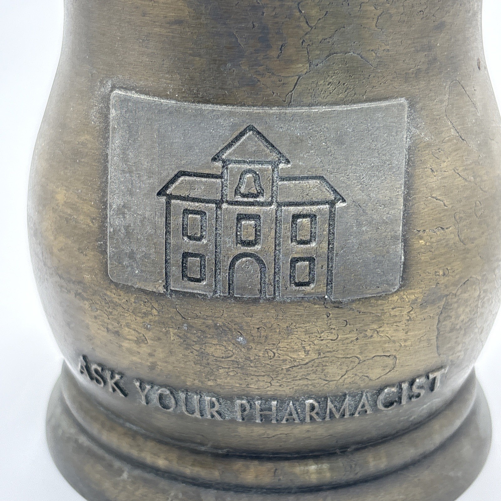 Vintage Schering Laboratories Brass Mortar & Pestle College Of Pharmacy 2001