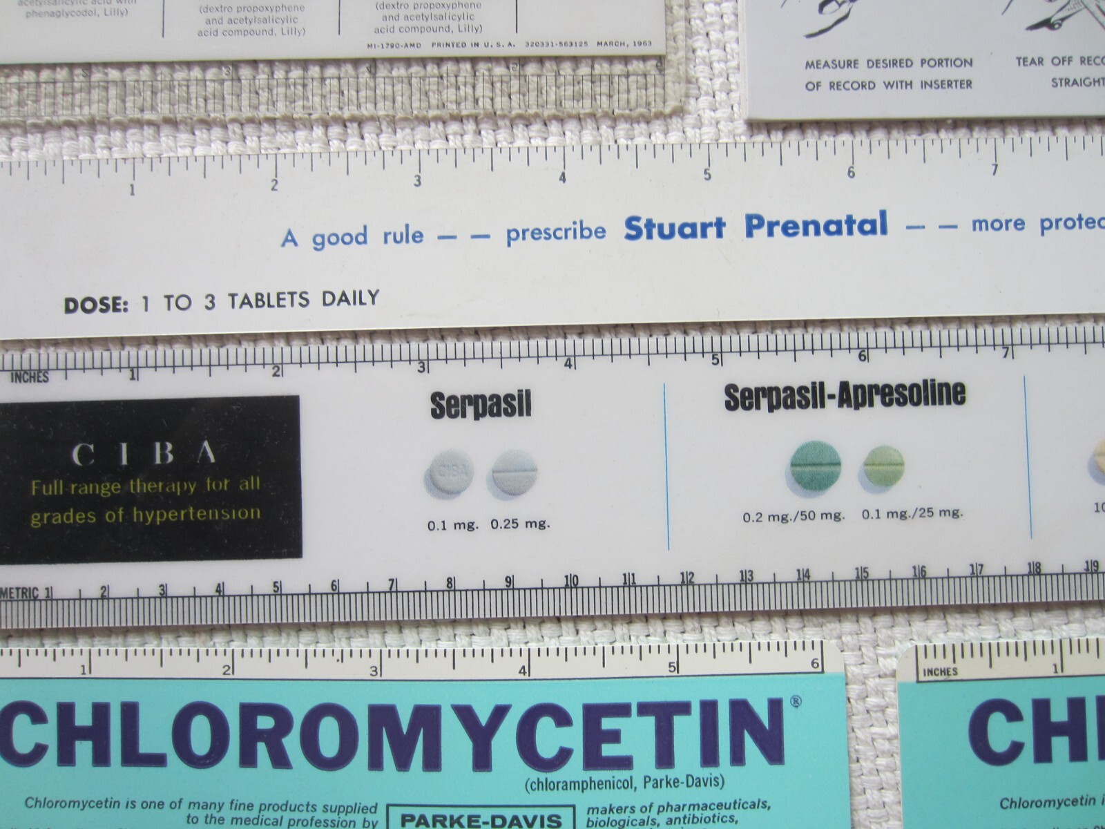 lot of 10 vintage PHARMACEUTICAL PHARMACY Promo DRUG ADVERTISEMENTS, 1961 to 70s