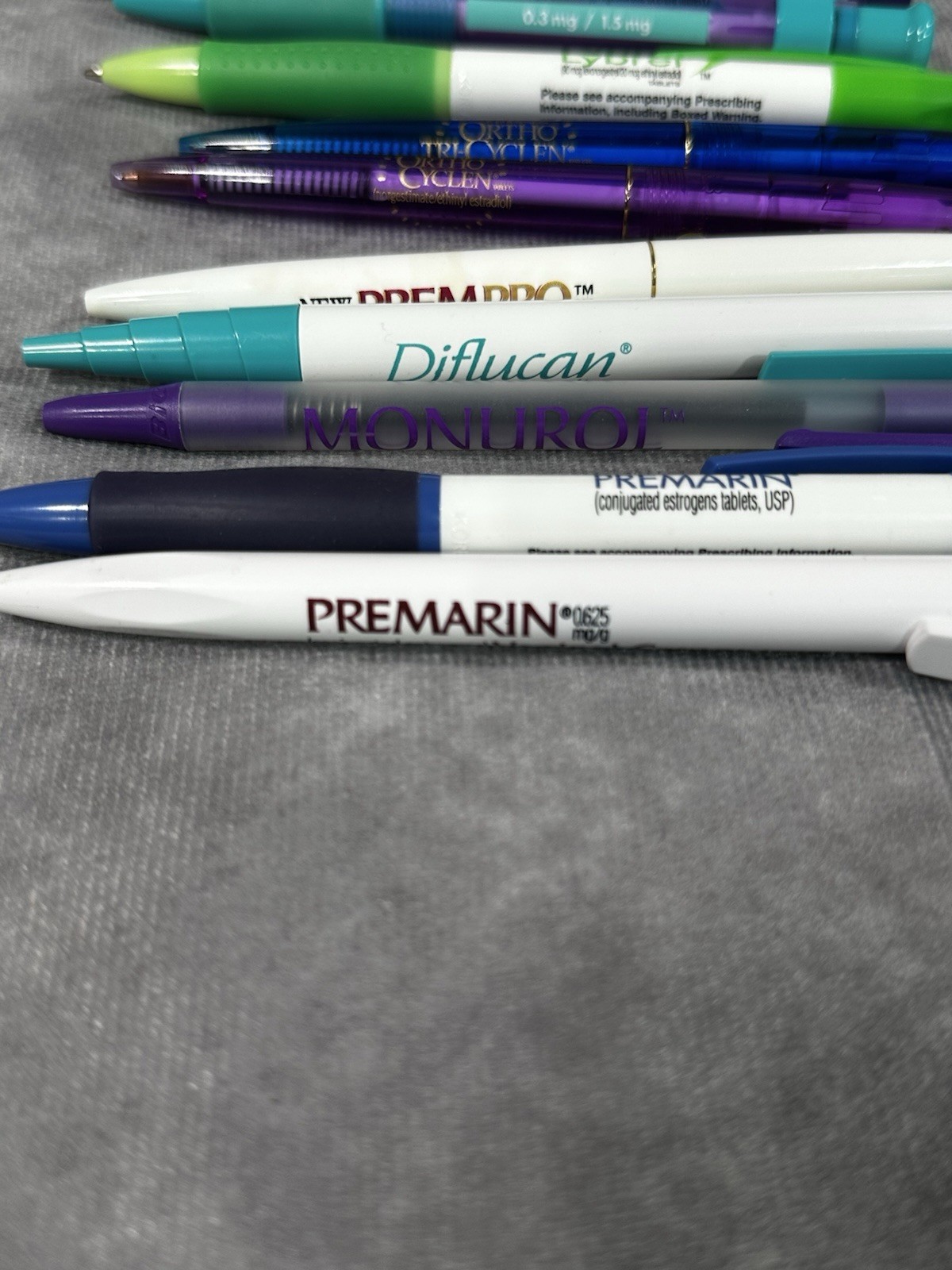 Pharmaceutical rep medication drug ink pens women’s health Premarin Flagyl Ortho