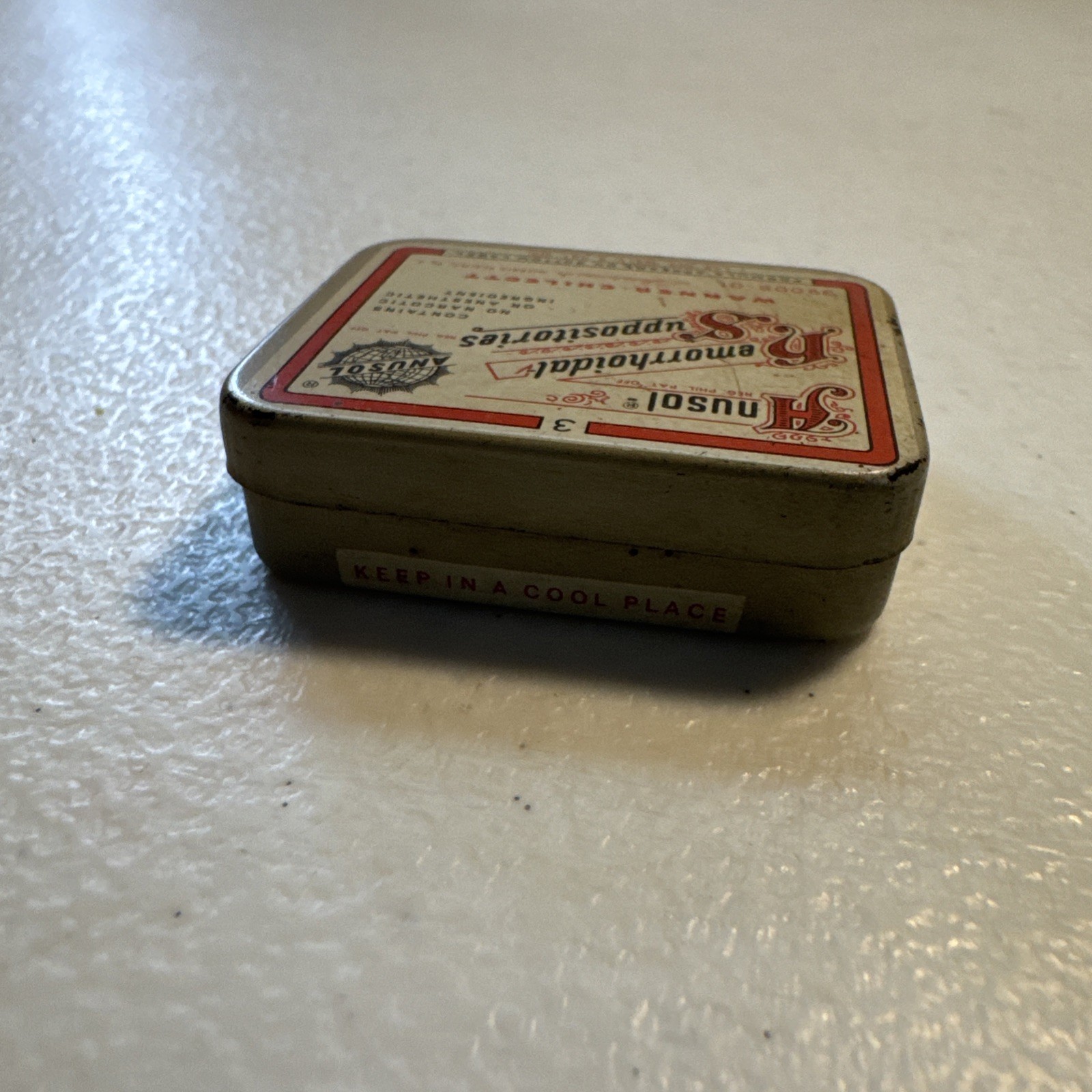 Vintage Anusol Hemorrhoidal Suppositories Laboratories Div. Medicine Tin