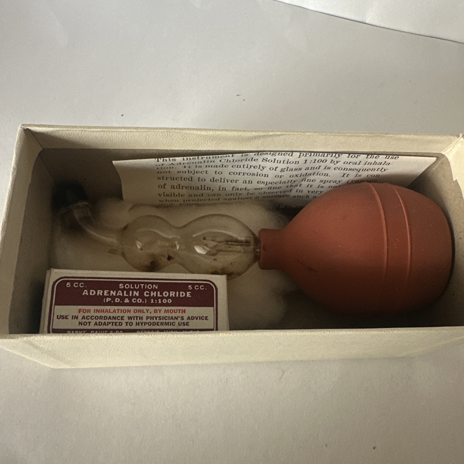 Antique Adrenalin Vaporizer Set Glaseptic Parke Davis & Co Detroit MI Complete
