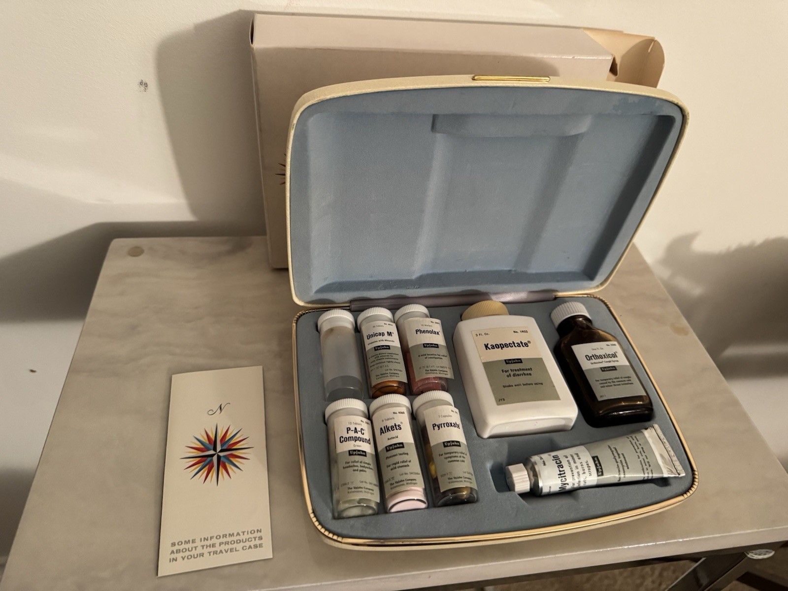 Vintage Upjohn Doctor’s Travel Medical Kit – Pharma Sample Case w/ Og Packaging