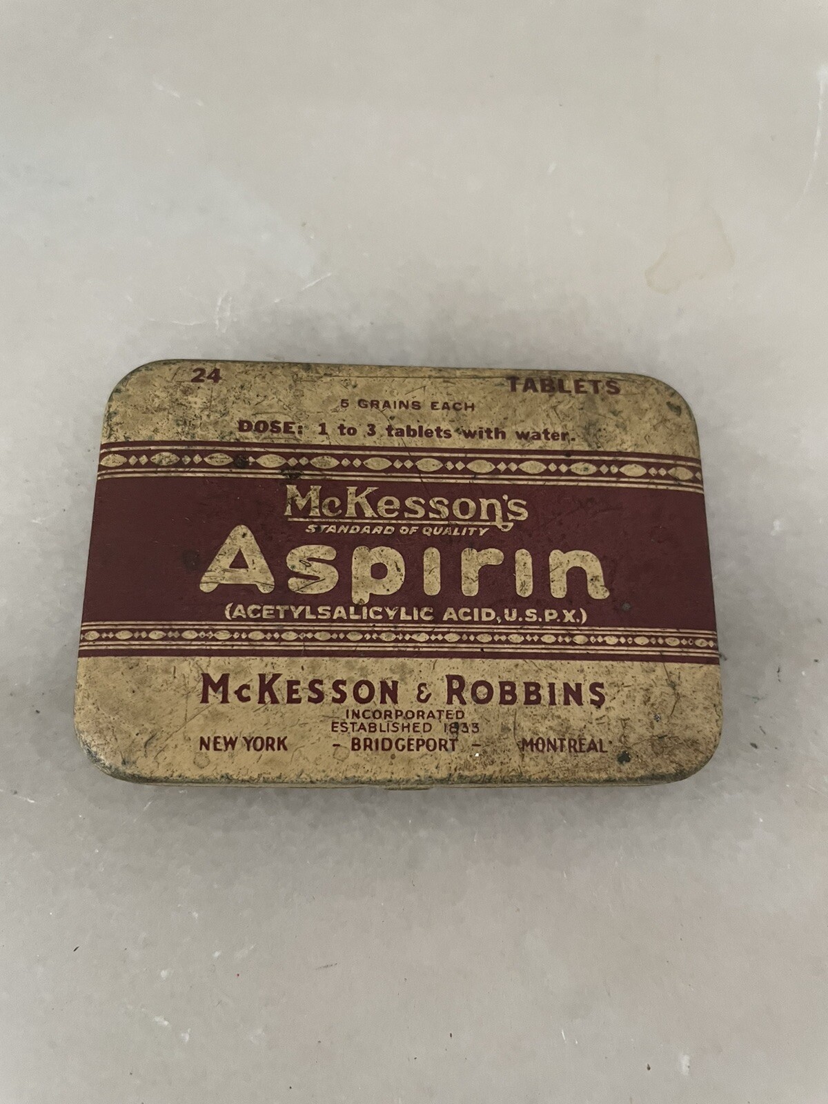 McKesson ASPIRIN TABLETS TIN Vintage Medicinal Tin Container