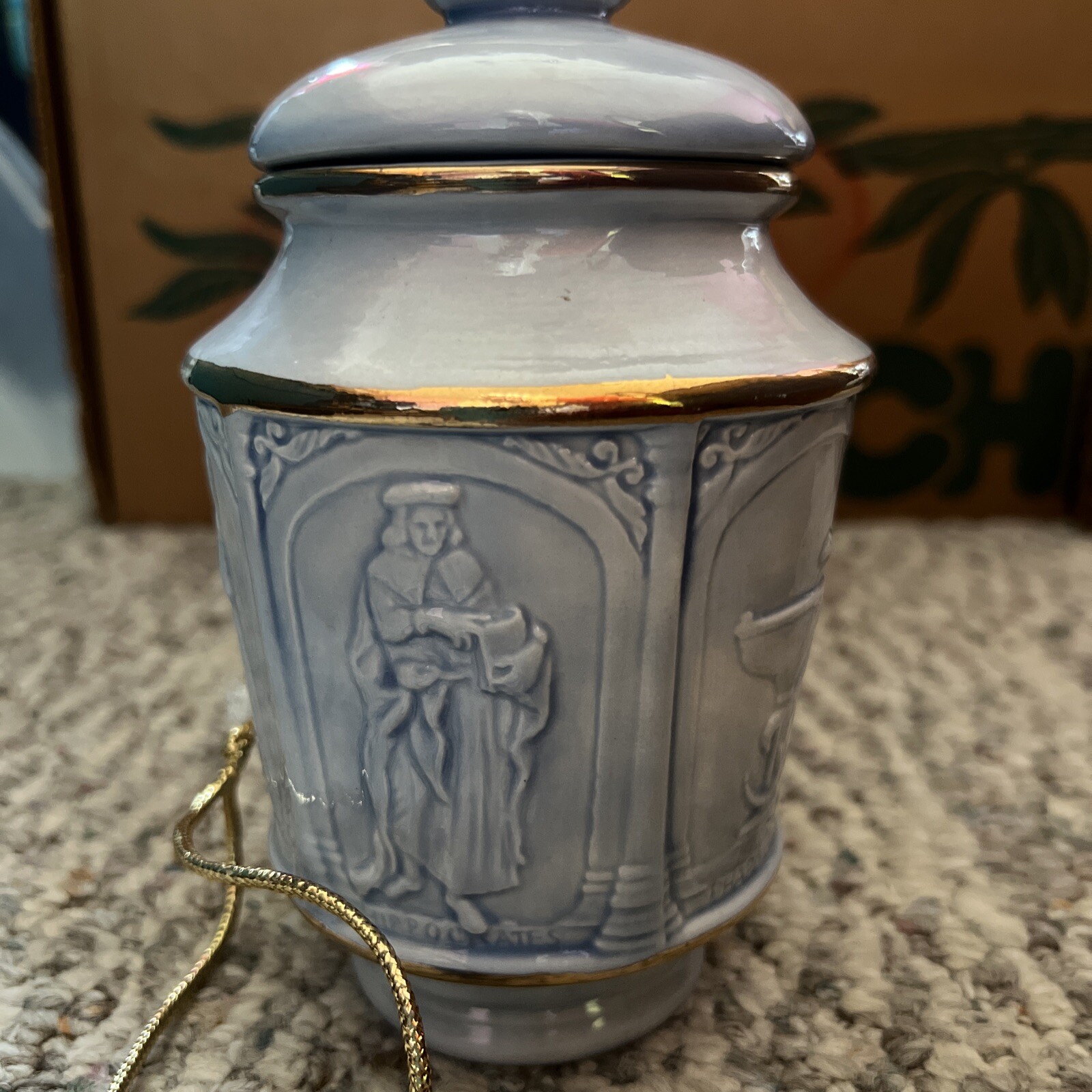 Blue Porcelain Apothecary Jar PMA Meeting April 1988 Given As A Gift Lederle
