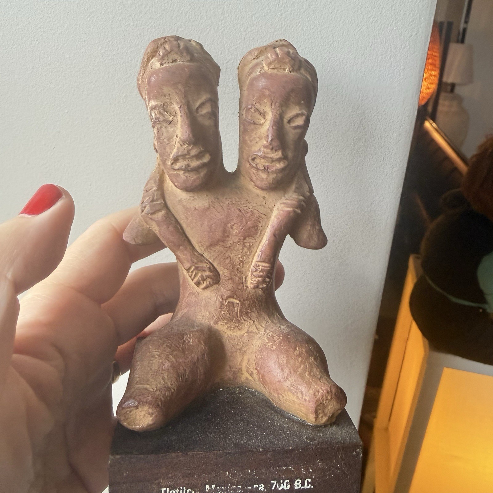 ETRAFON DUAL EMOTIONAL DISTRESS TERRACOTA FIGURE IN GOOD CONDITION