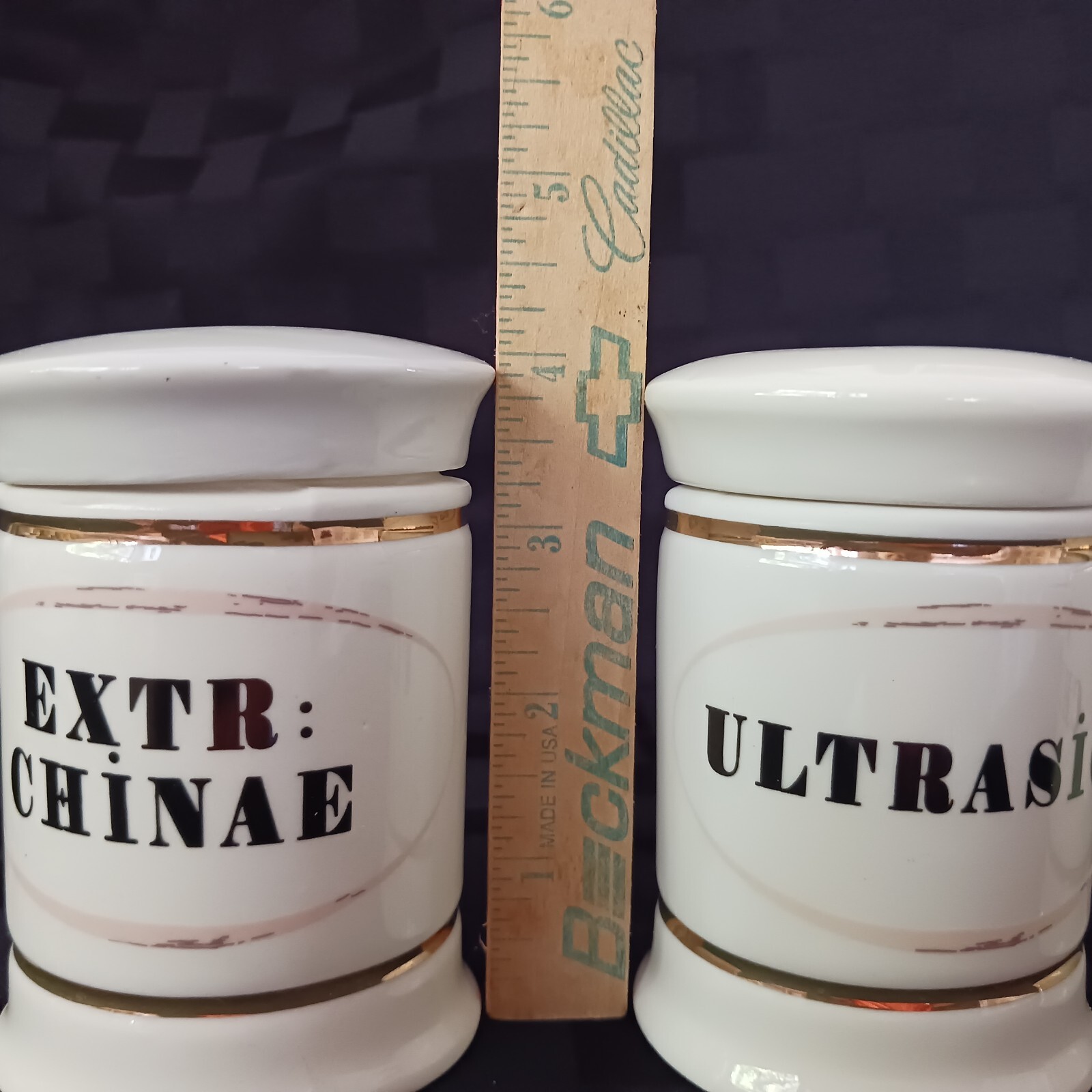 Vintage Style Porcelain European Script Apothecary Jar Set/3