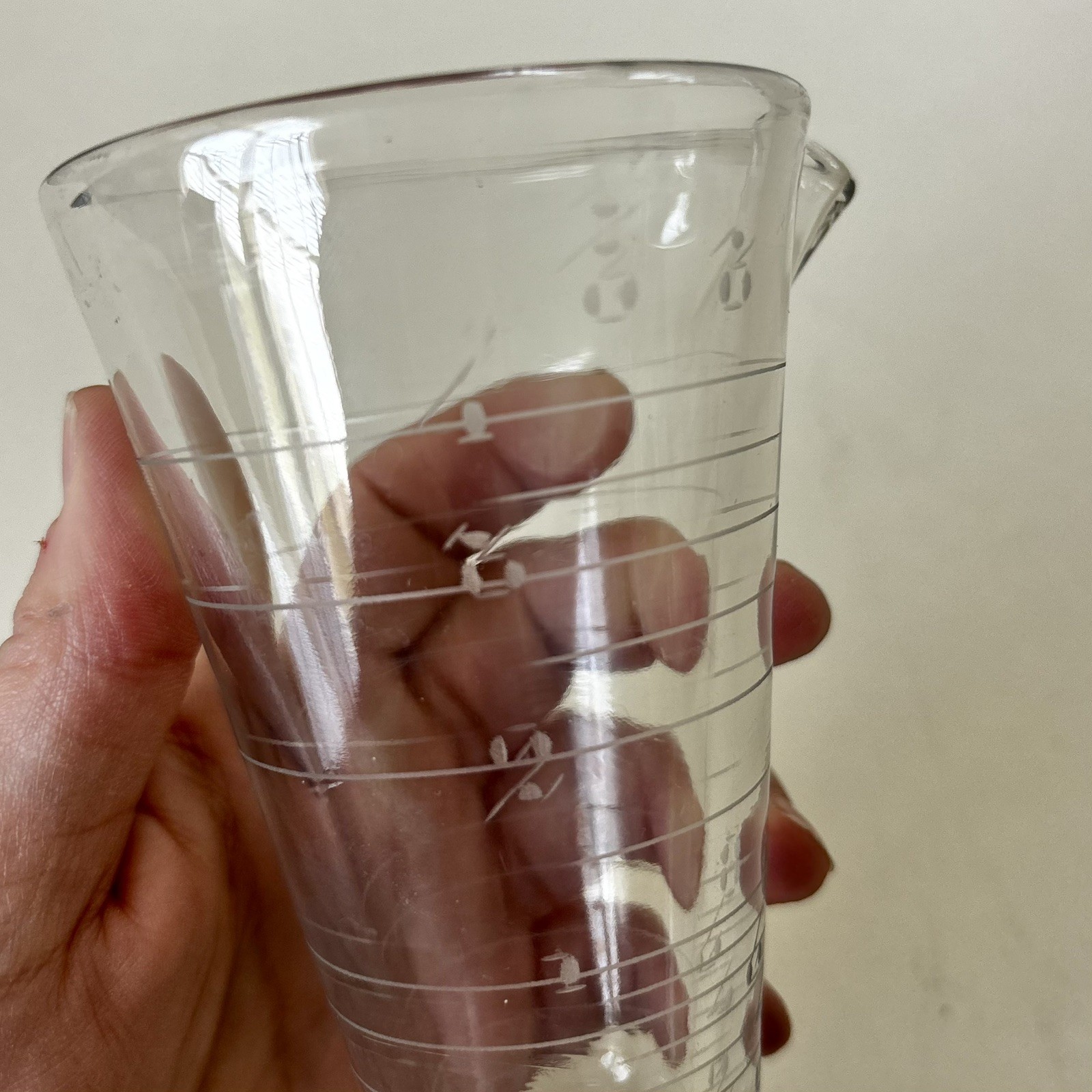 Antique Apothecary Pharmacy Conical Measuring Footed Beaker Cup 5.25” Tall