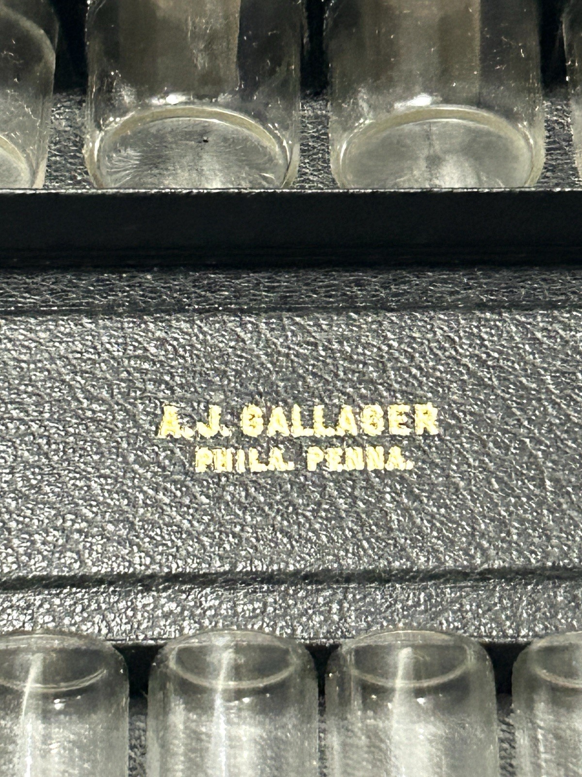 Vintage A.J. Gallaber Glass Vial Salesman Sample Kit Case Phila PA Apothecary