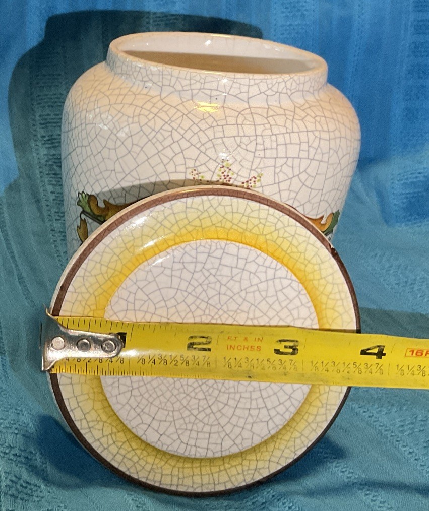 Aloe Pulv. Vintage Apothecary Jar Italian Latin Lid Crackled Rare Vanity Storage