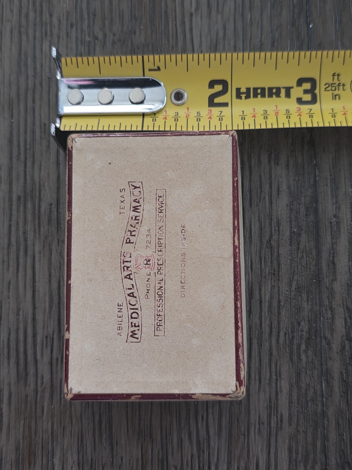 Vintage Rare 1945 Prescription Pill Box Medical Arts Pharmacy Abilene Texas TX