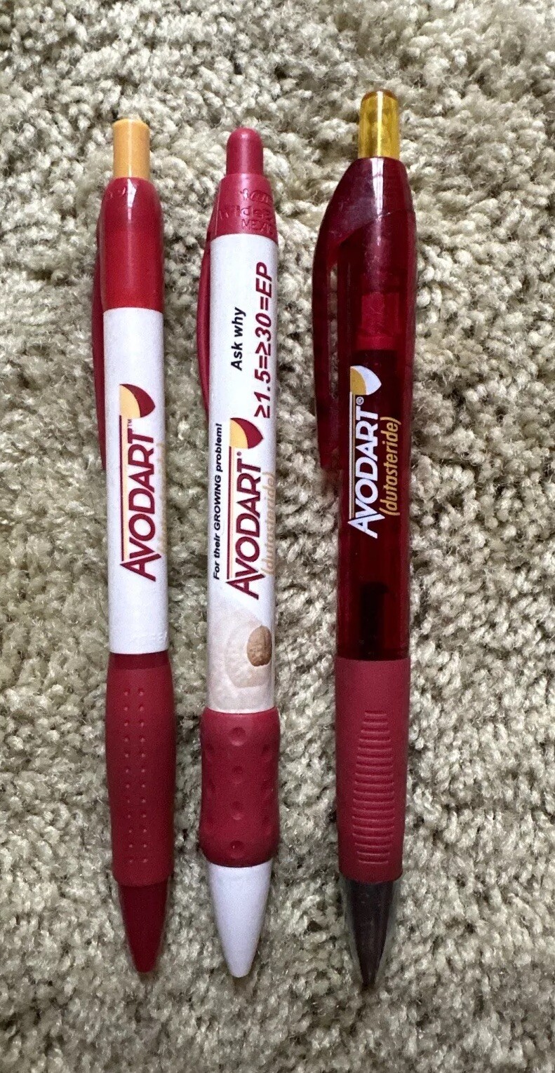 Lot Of 3 Drug Rep Pharmaceutical Promo Pens Avodart