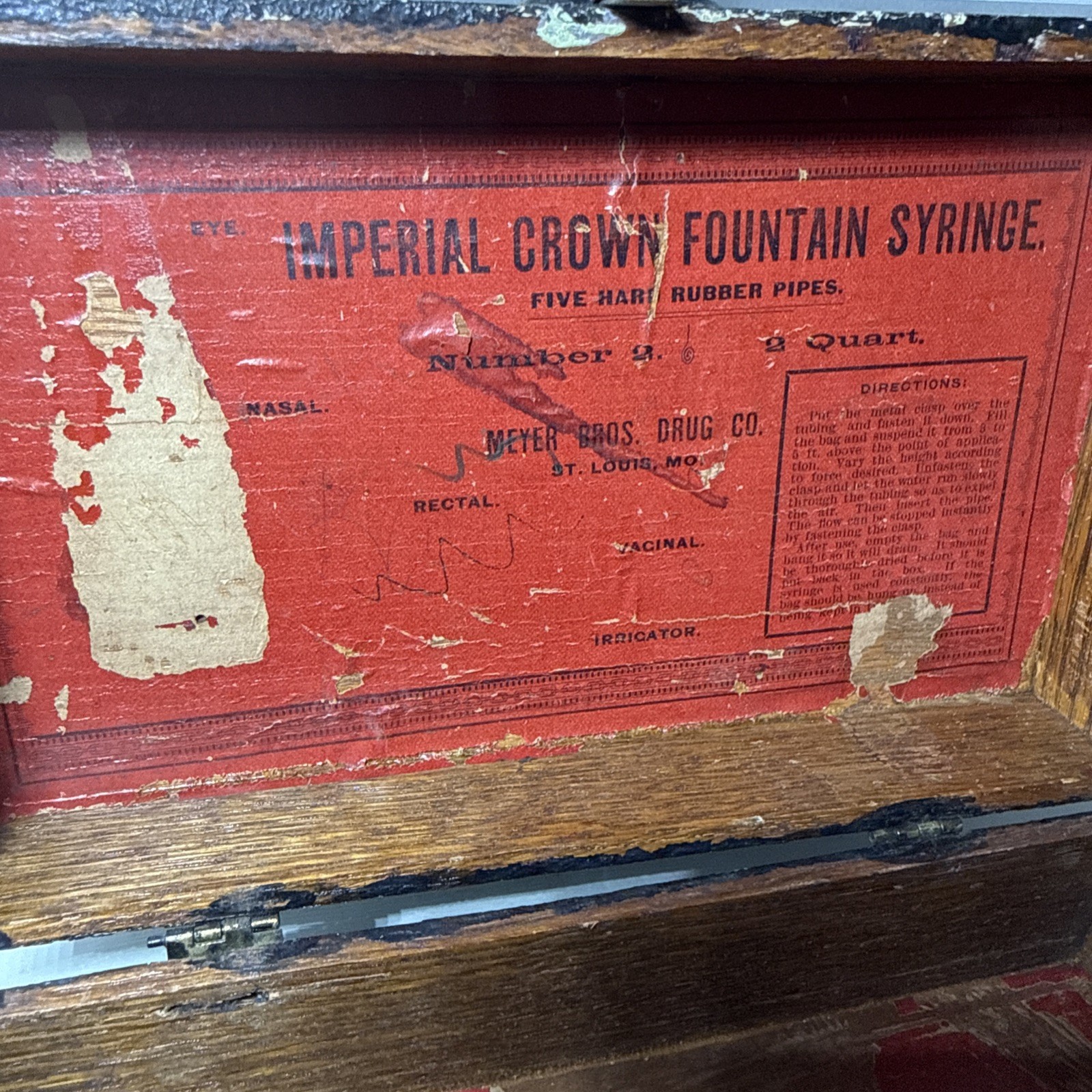Antique Imperial Crown Fountain Syringe Wooden Box – Meyer Bros Drug Co St. Loui