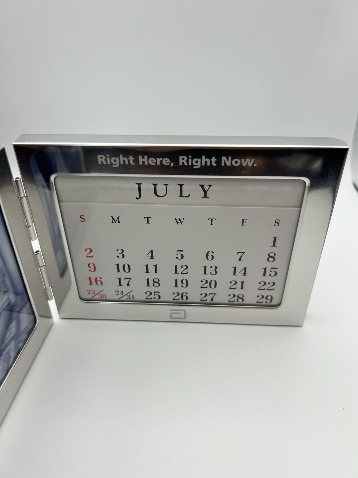 Drug Rep Metal Perpetual Calendar Photo Frame ‘Right Here Right Now’ Abbott Labs