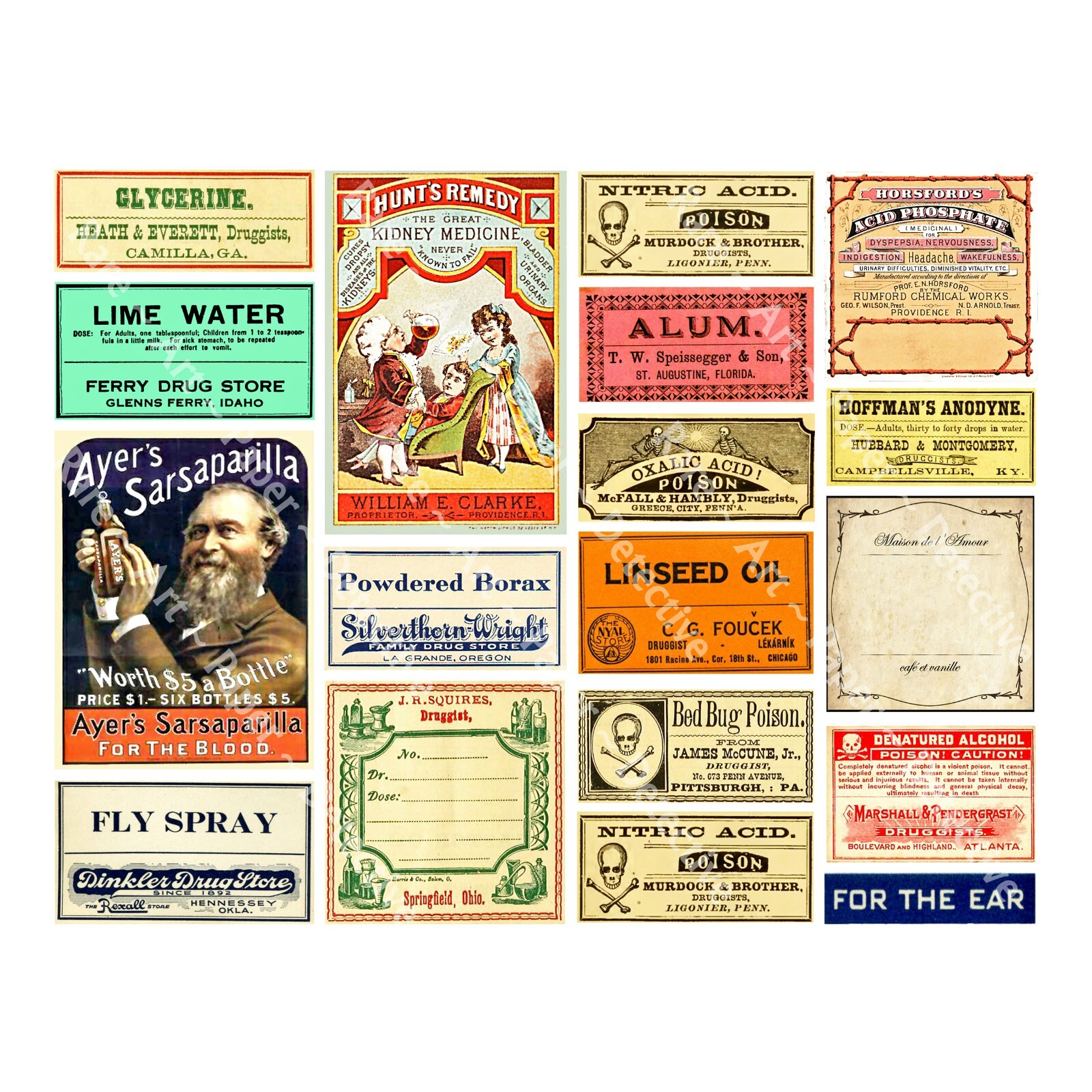 41 Colorful Apothecary Sticker Labels, Halloween Medicine Cabinet, 2 Sheets, e16