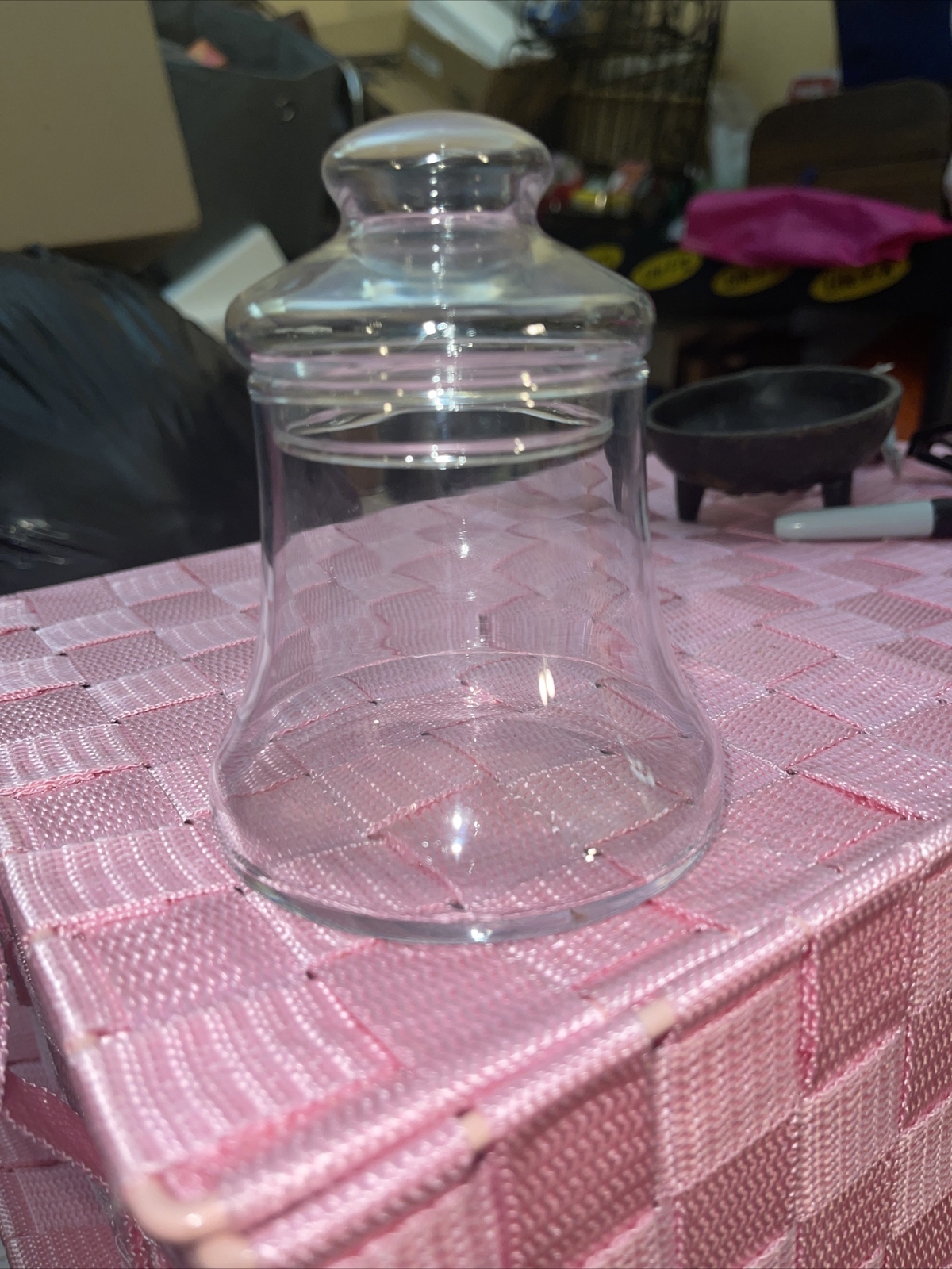 Apothecary Jar Bell Shaped Clear Glass 5″ Vintage 1970s Display/Terrarium/Candy