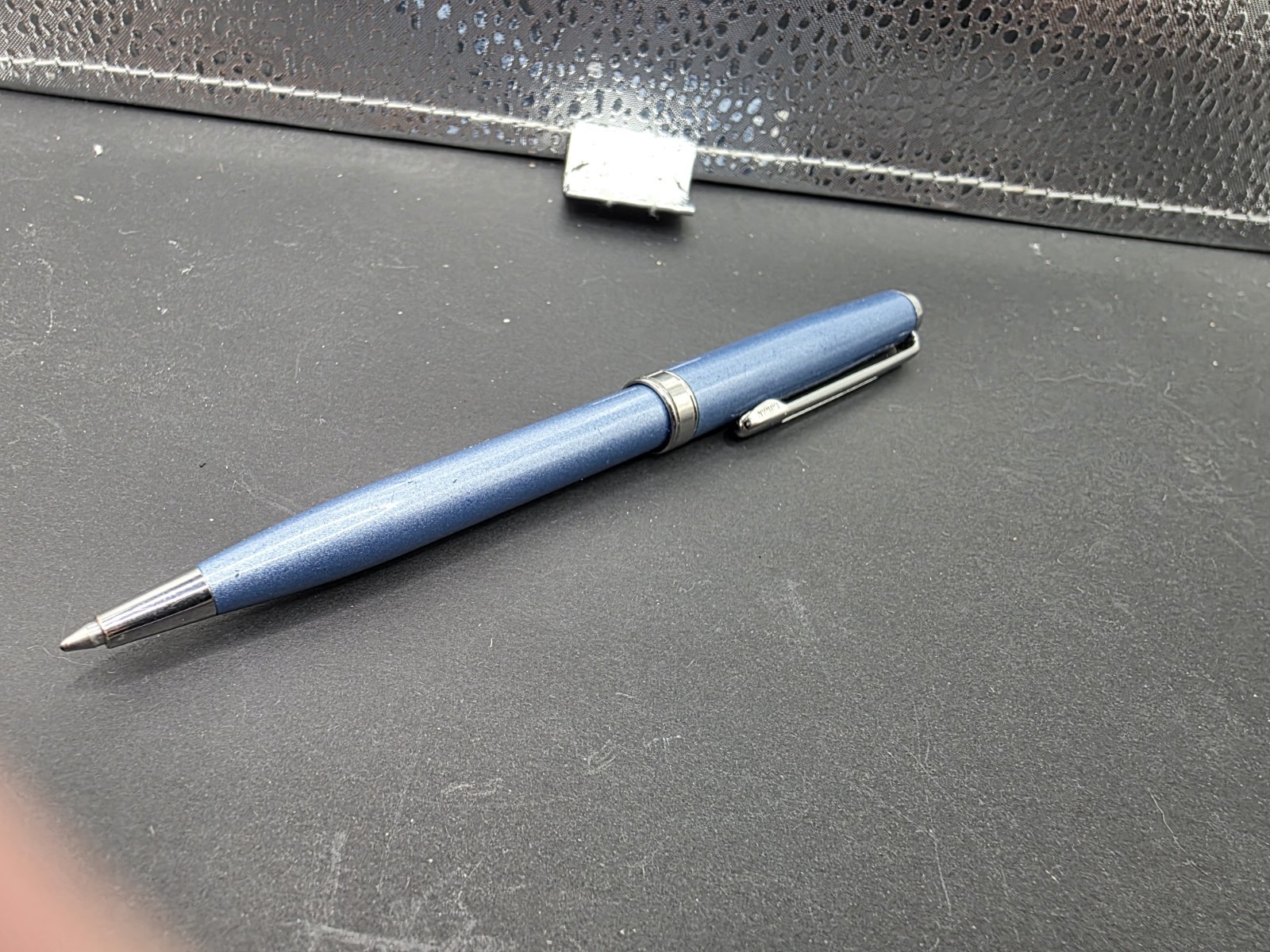 New Drug Rep Pfizer Accupril Metal Pen Advertising Light Blue / Gray ? Writes