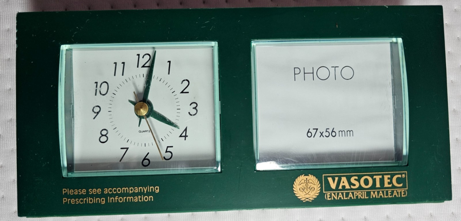 Vasotec Enalapril Maleate Pharmaceutical Drug Rep Bausch Desk Clock Photo Frame