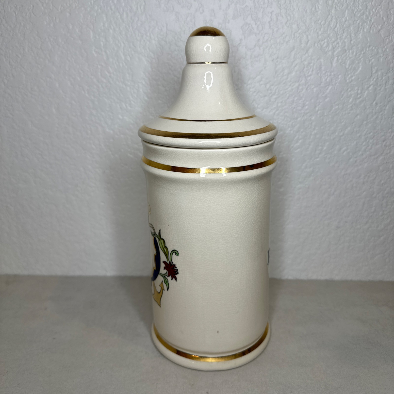 Vintage Jeanne Robinette Ceramics~Carbo Ligni Apothecary Jar, Rexall Drug Store