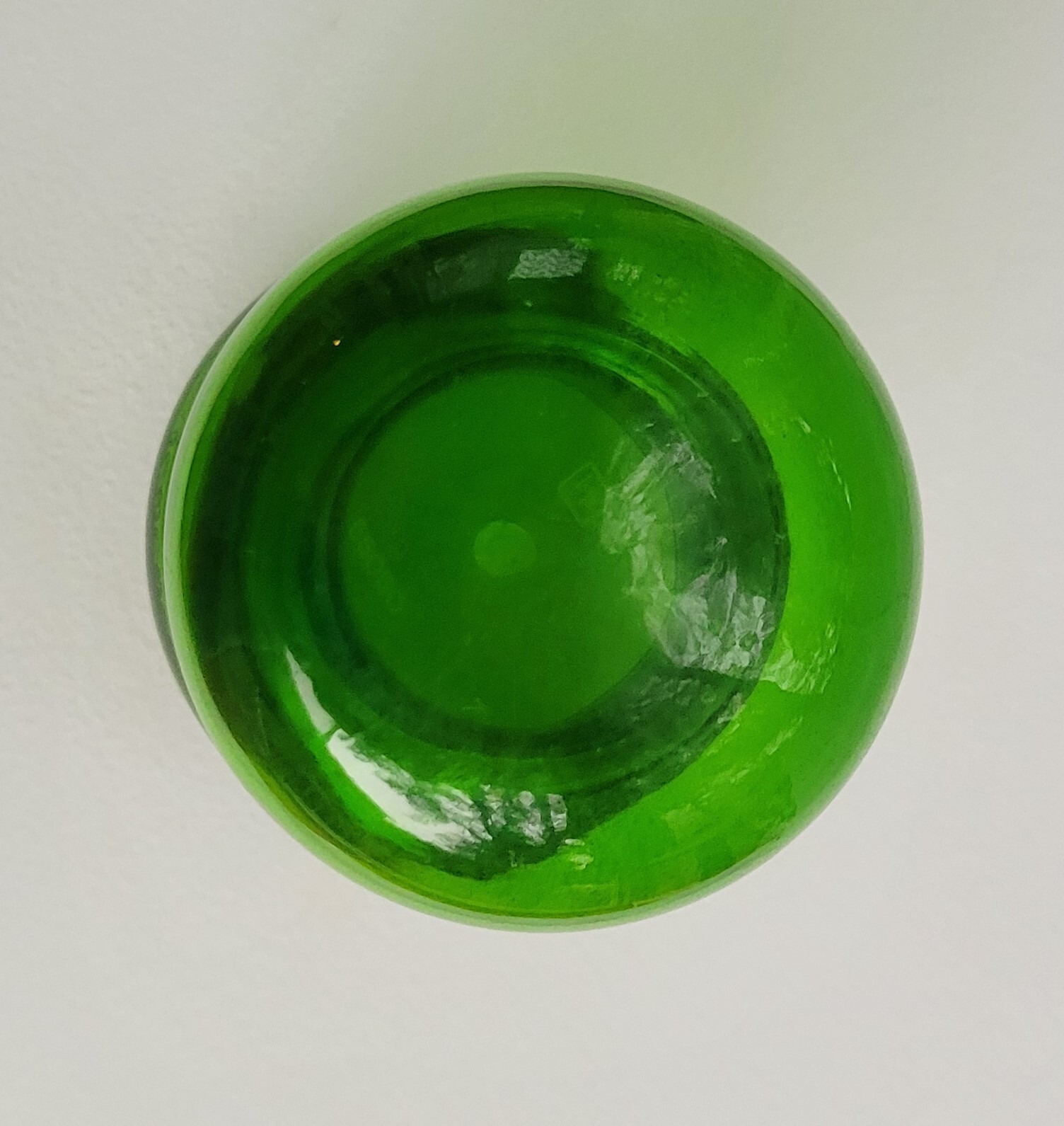 Vintage Green Glass Apothecary Jar Bubble Lid Belgium 5.5″ Vio-Bec