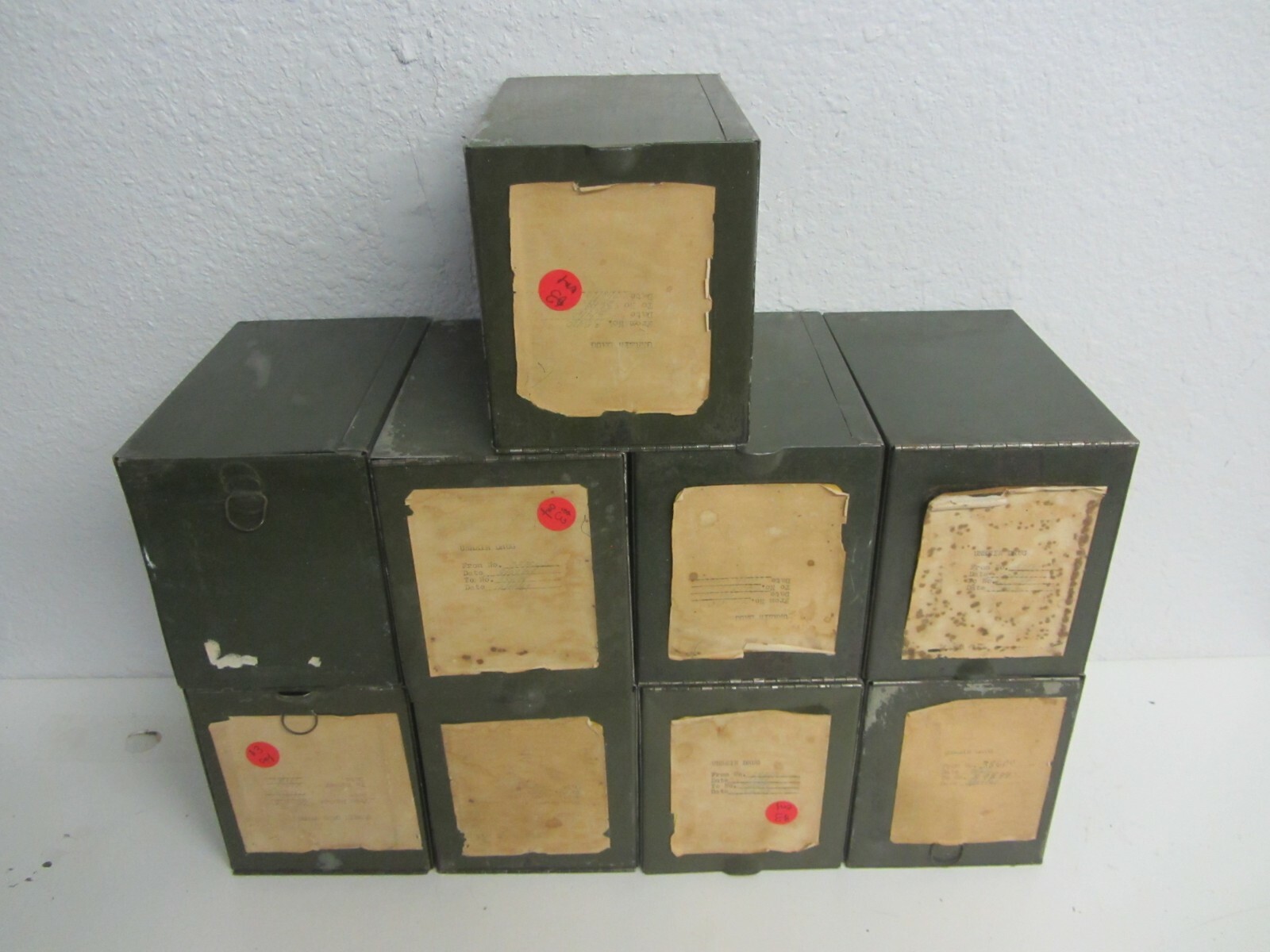 Lot of 9 Vintage Metal Drug Medical Pharmacy Prescription File Boxes 8 Inserts