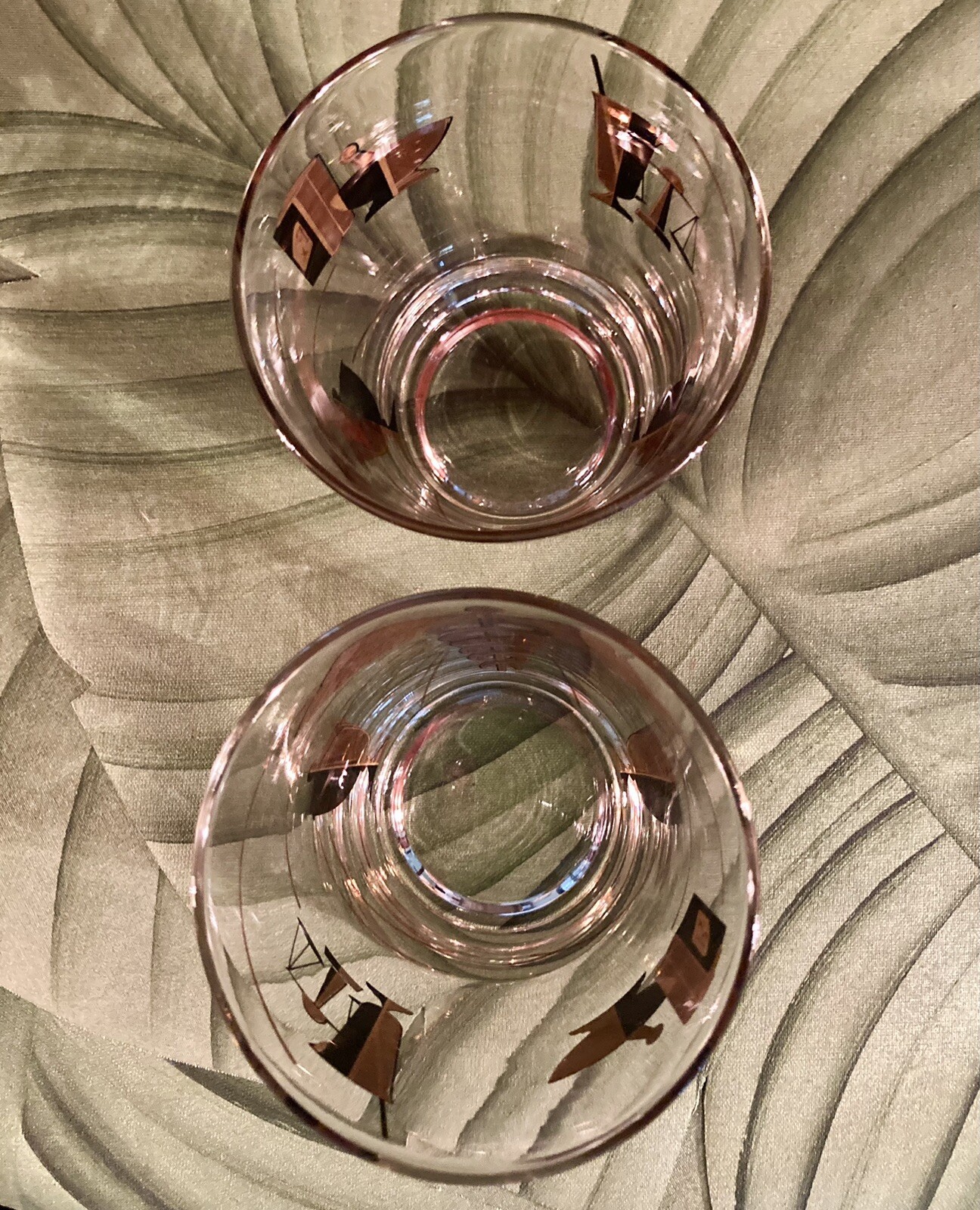 2~ RX Pharmacy Apothecary Double Old Fashion Glasses Gold & Black Set of 2*VGC