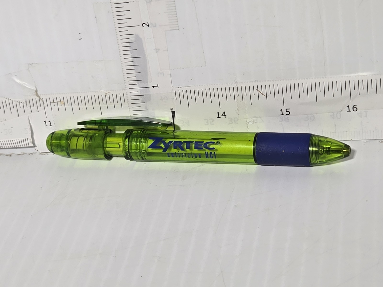 Zyrtec Pharmaceutical Rep Pen Drug Rep Green See-Through Vintage Plastic Ink Pen