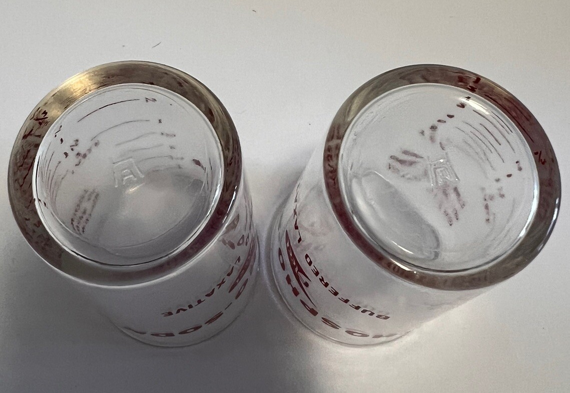 VTG Set Of 2 Hazel-Atlas Fleet Phospho-Soda Buffered Laxative Measuring Glasses