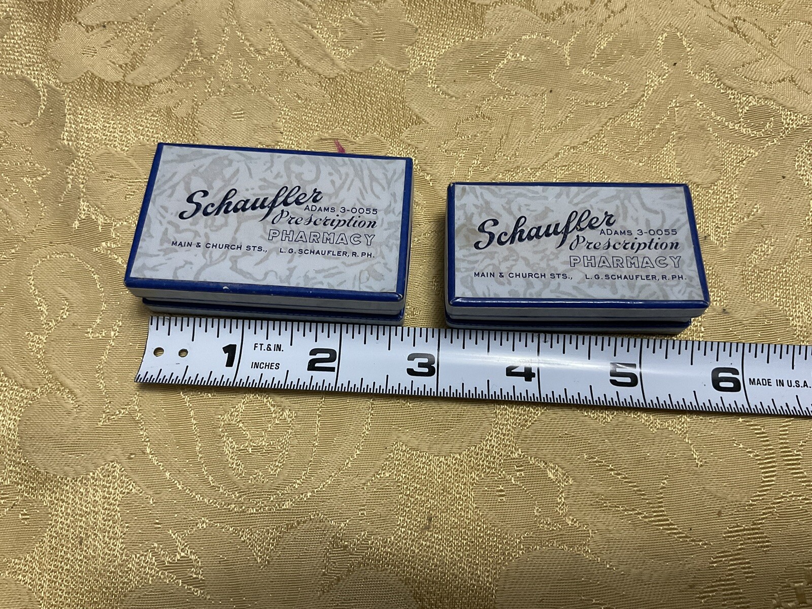 Schaufler Pharmacy Drug Co. Cardboard Prescription Pill Box Belleville ILL 2pcs
