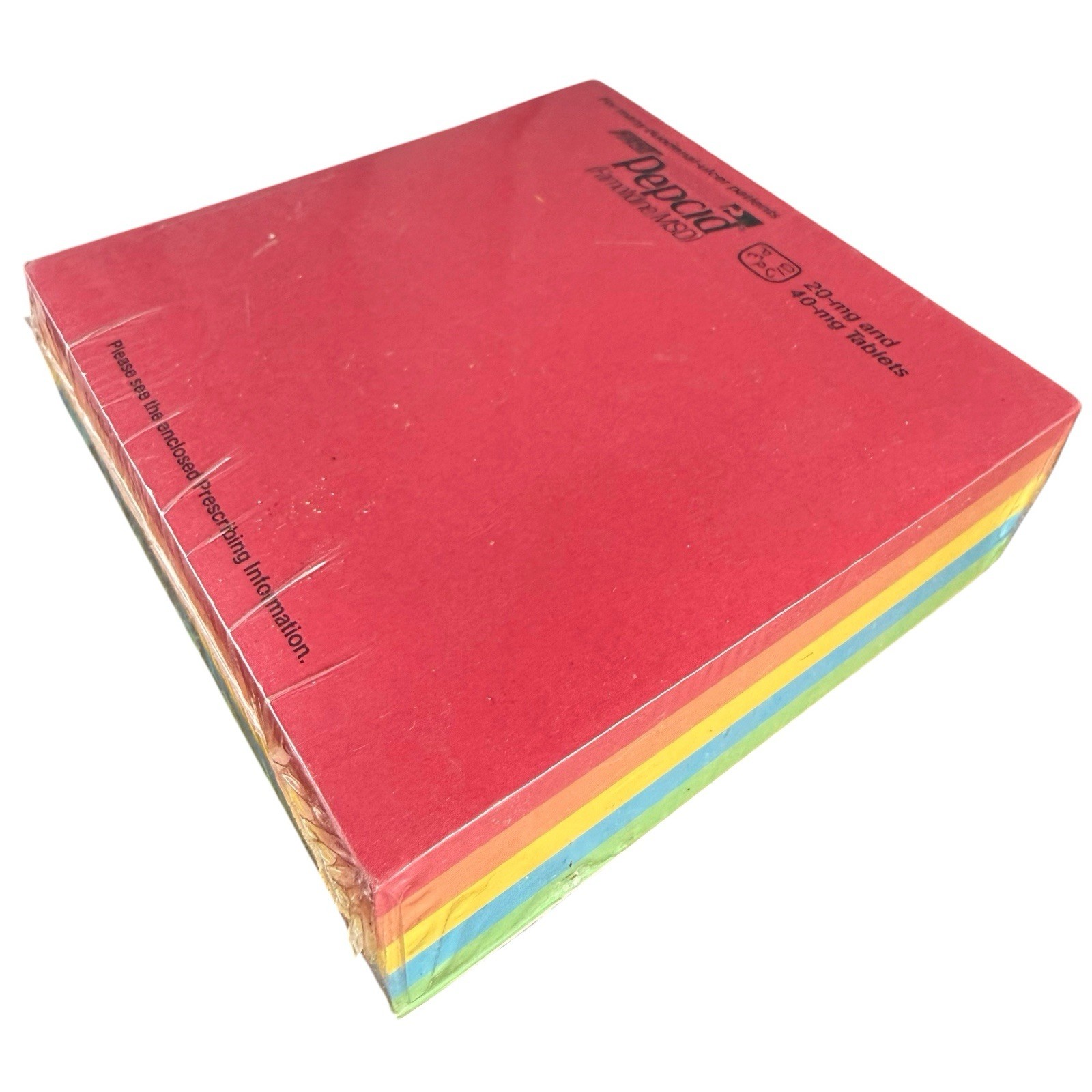 VTG Rainbow Colors Post It Paper Sticky Note Pad Pepcid Drug Advertising NOS