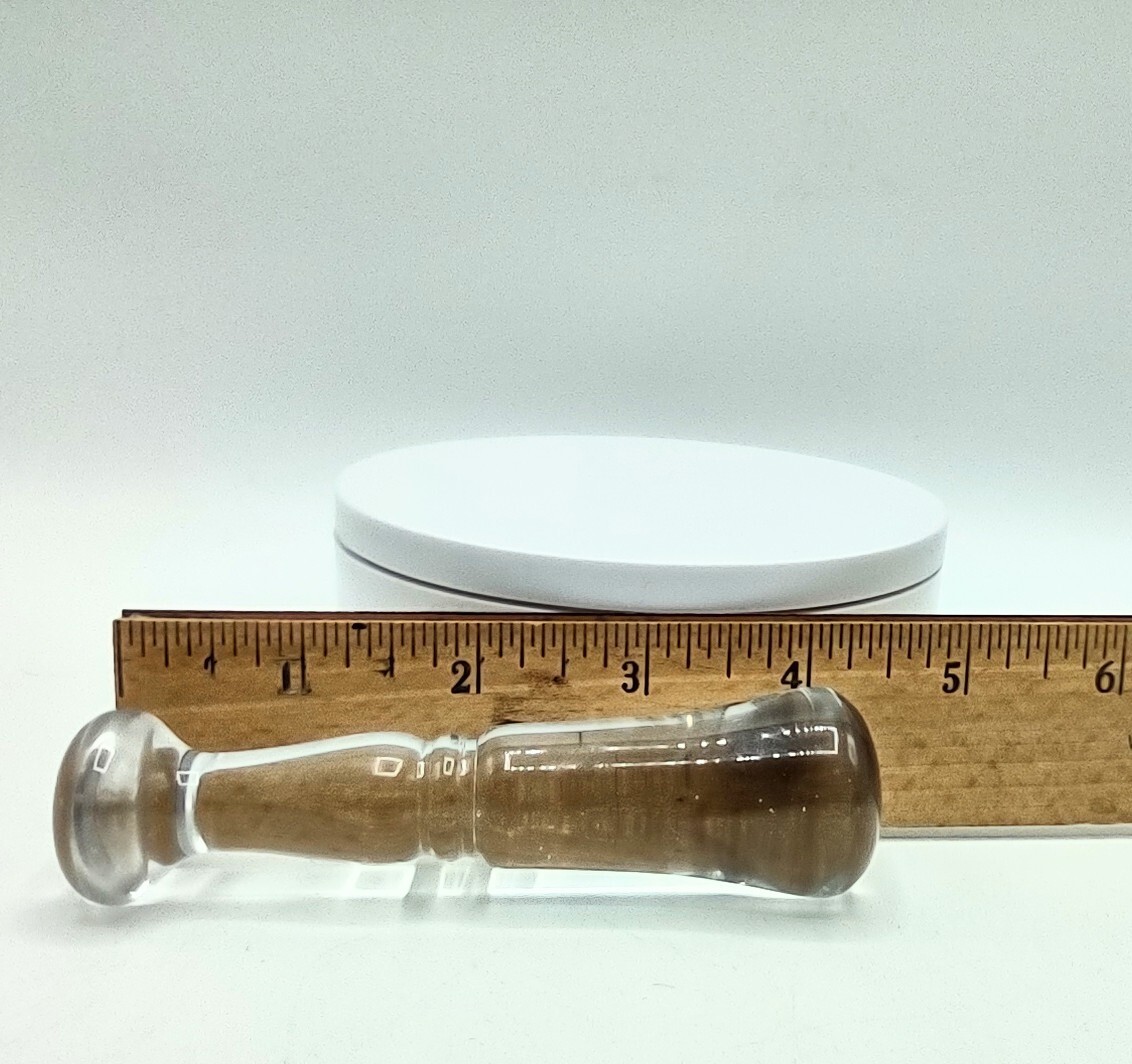 1 Clear Glass Molded Pestle With Unusual Center Bead 2 Seams 4 1/4″