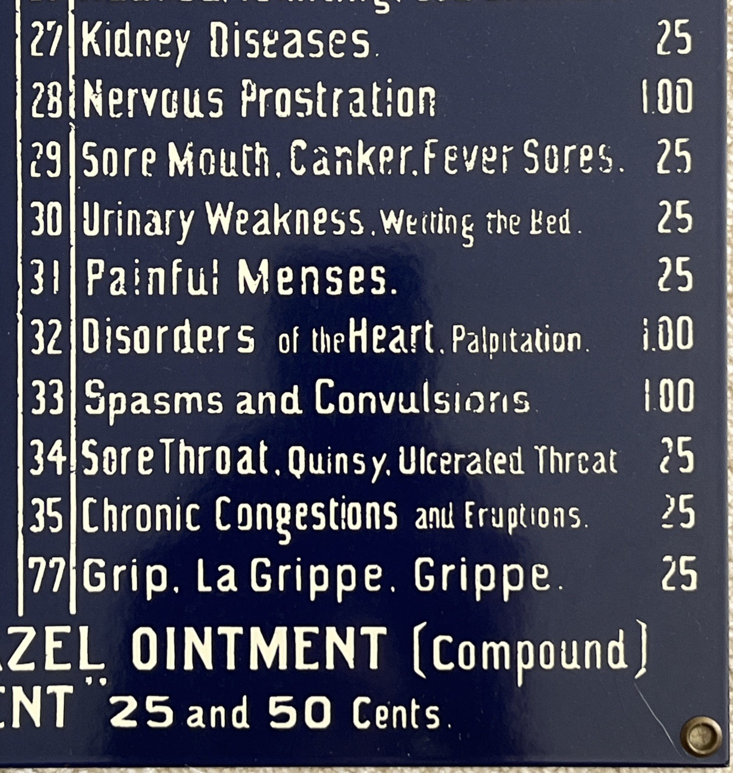 1980 Medical Cabinet Door Display •Porcelain-Enamel on Steel 22”X 16” •A Rooney