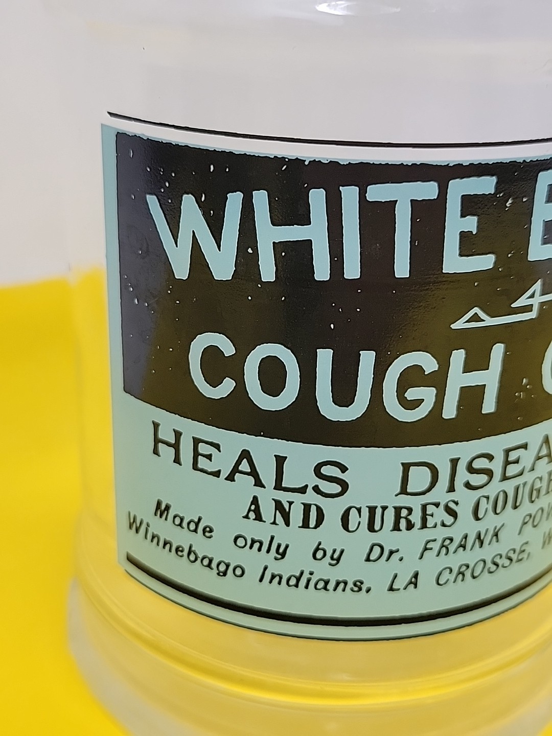 Vintage Glass Jar White Beaver’s Cough Cream Medicine Lacrosse WI Indians RARE